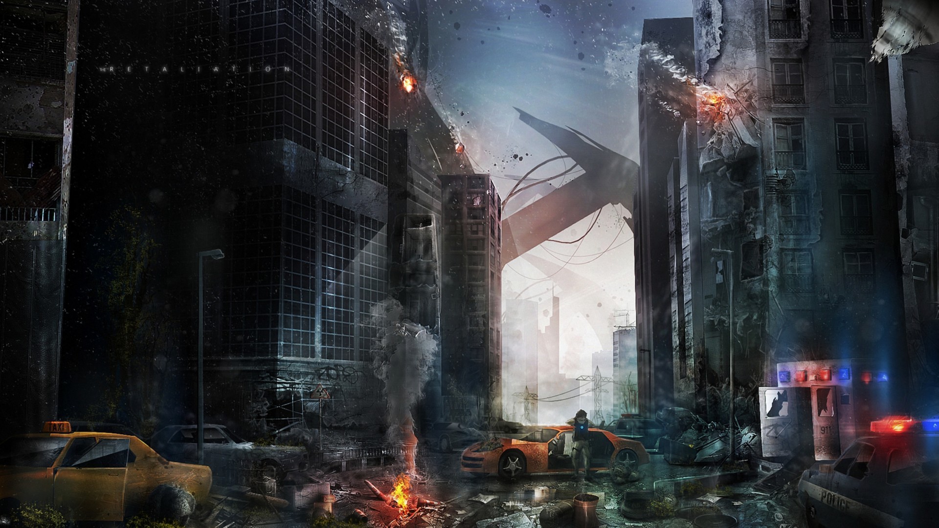 General 1920x1081 apocalyptic futuristic war artwork ruins cityscape wreck car vehicle