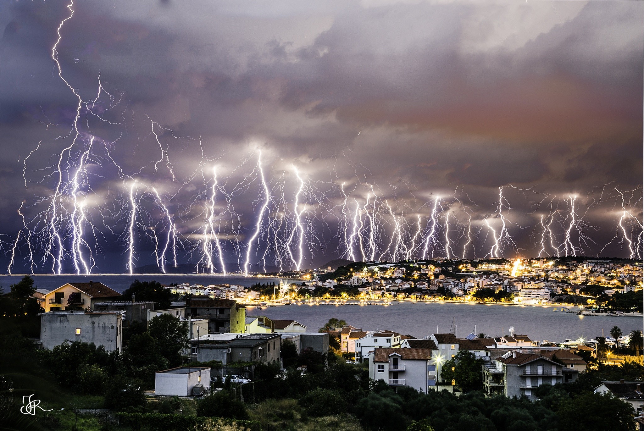 General 2048x1371 lightning storm city cityscape clouds overcast sea