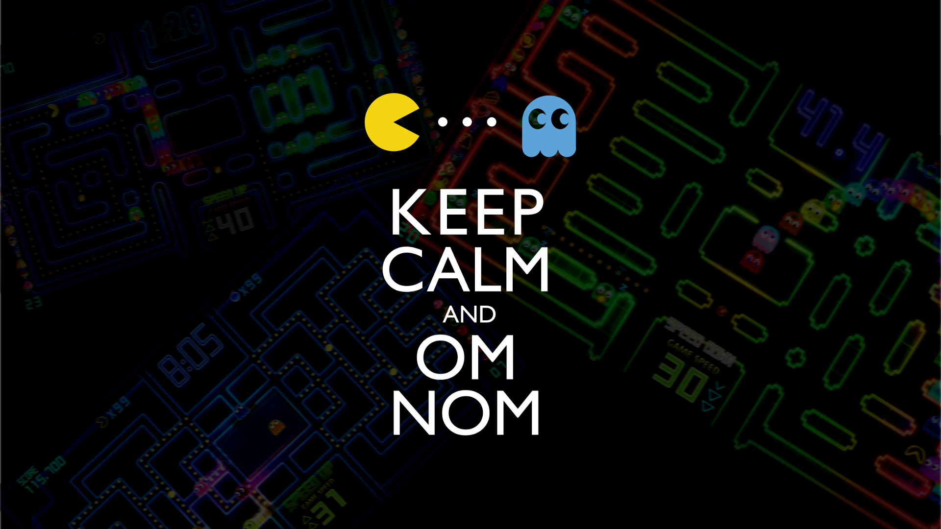 General 1920x1080 Keep Calm and... Pac-Man  Inky video games typography humor