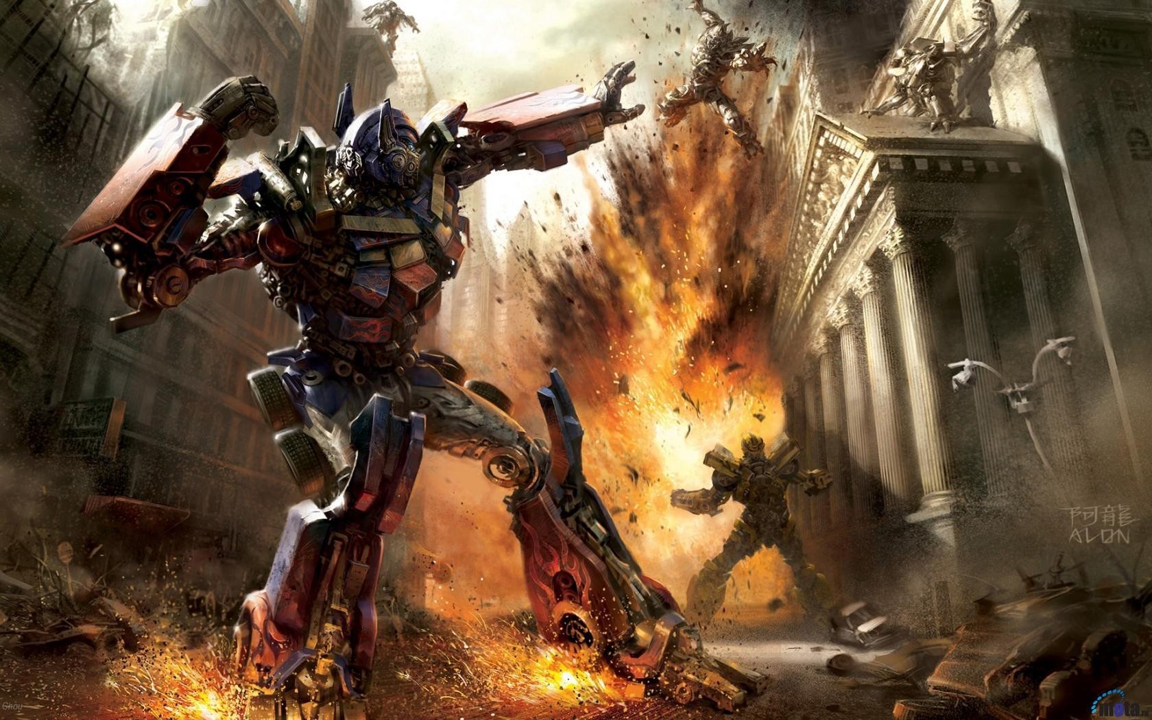 General 1680x1050 digital art artwork Transformers destruction fan art Optimus Prime Transformers: The Game video games