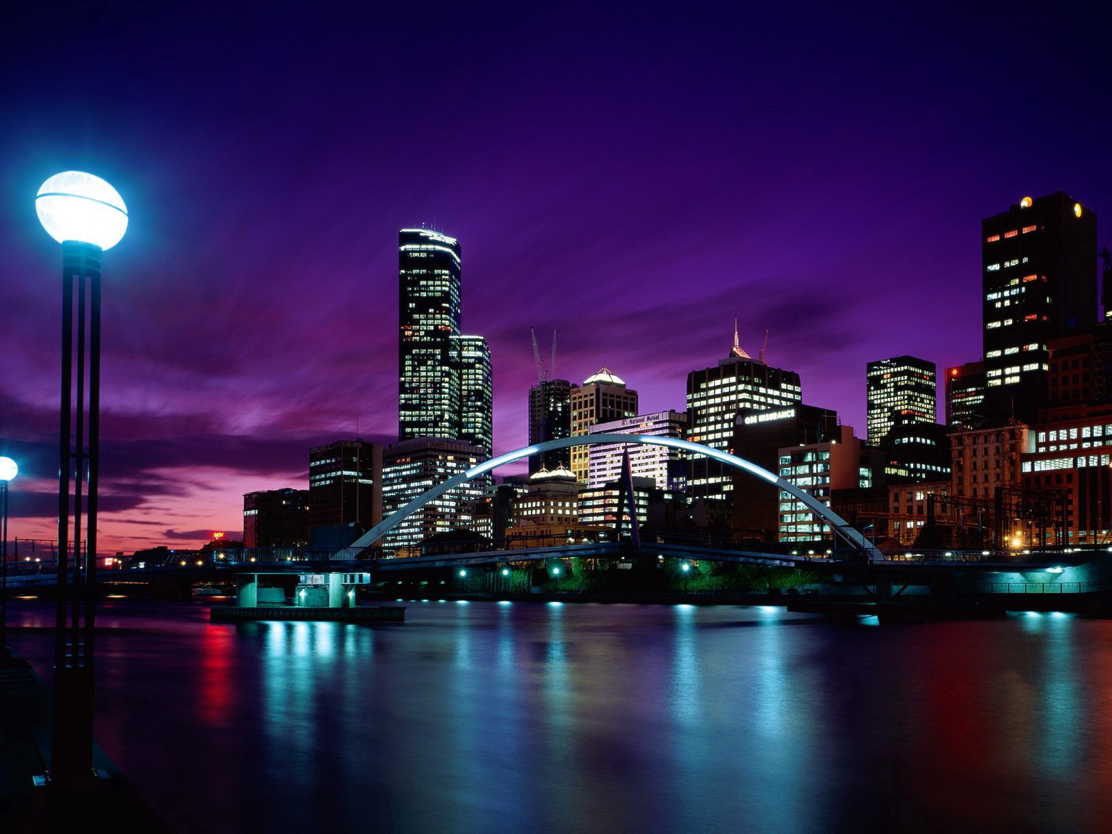 General 1600x1200 cityscape Melbourne night Australia city lantern sky city lights