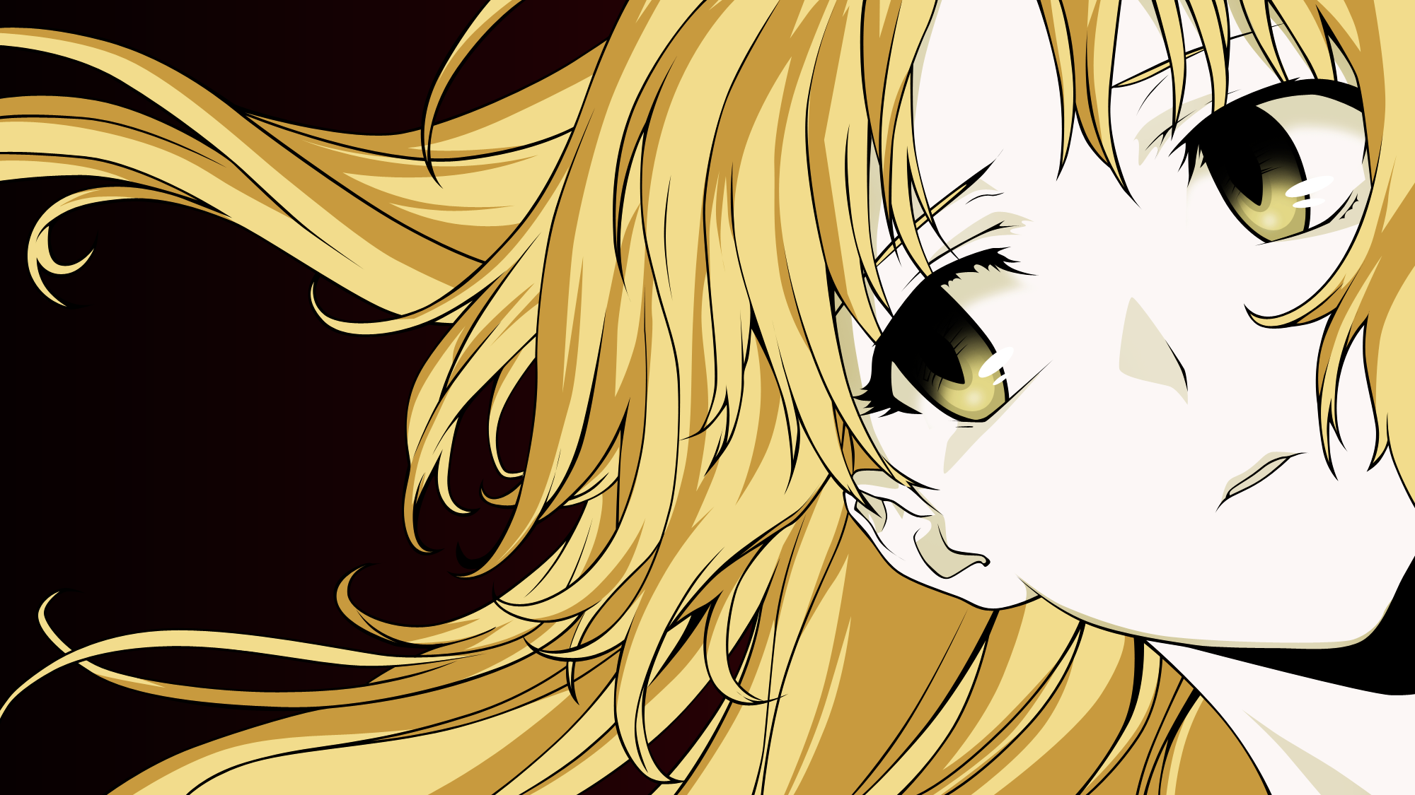 Anime 2000x1125 Canaan blonde dark background yellow eyes anime girls anime looking away