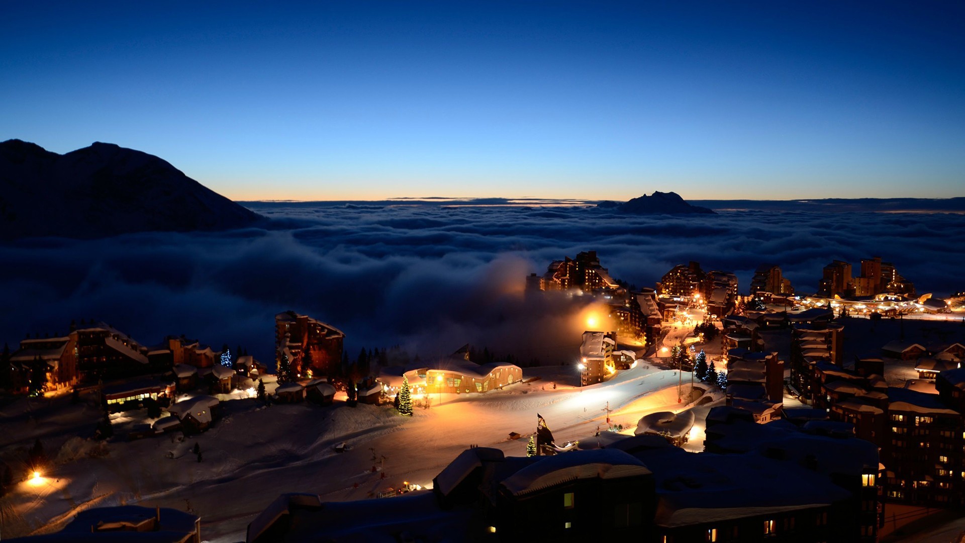 General 1920x1080 Alps overcast mountains clouds village ski resort lights sky
