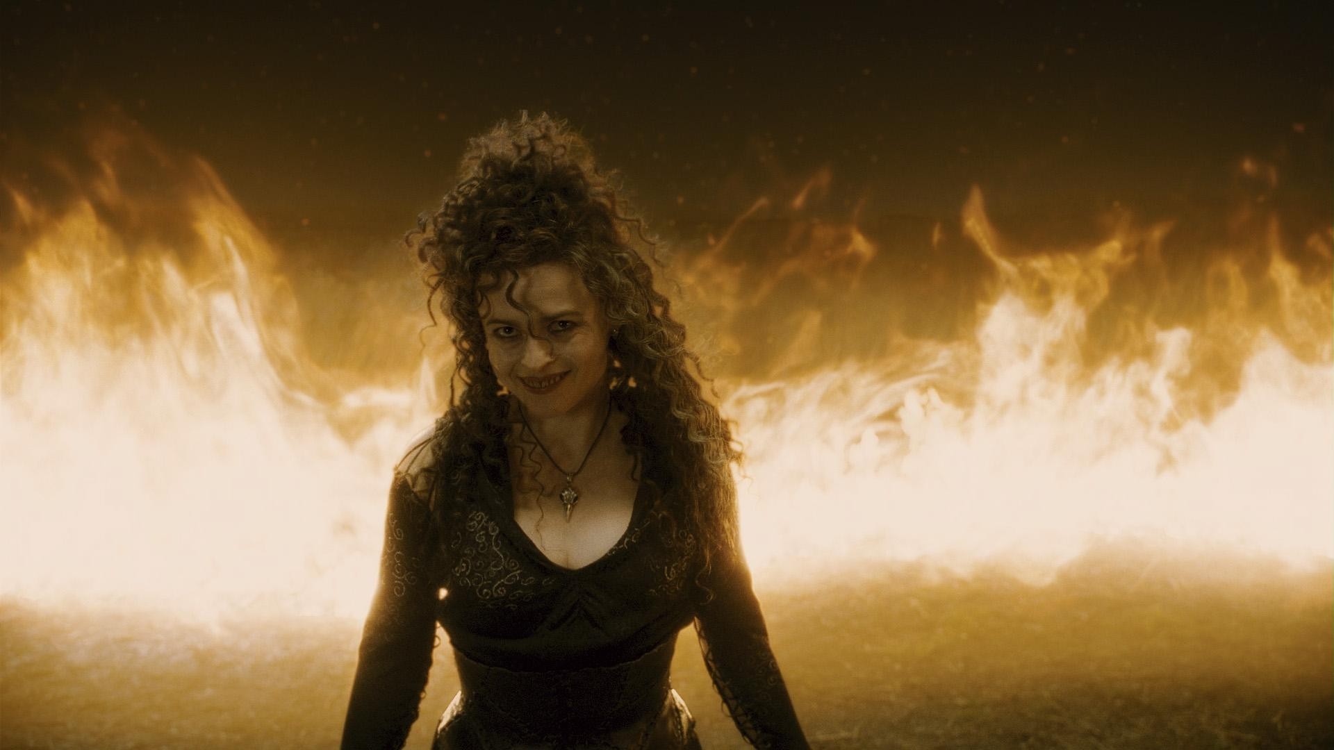 General 1920x1080 movies Harry Potter and the Half-Blood Prince Bellatrix Lestrange Helena Bonham Carter actress women fire necklace