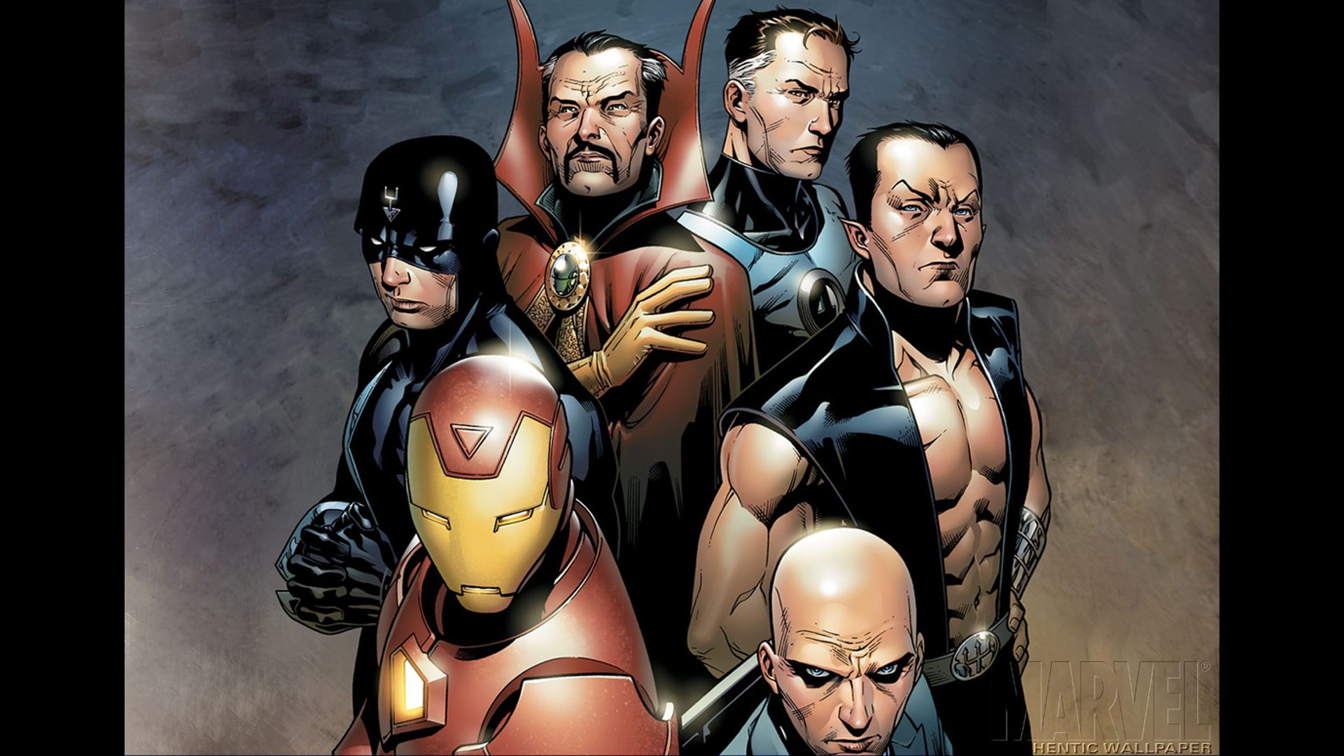 General 1920x1080 Illuminati Iron Man Charles Xavier Mr. Fantastic Doctor Strange Namor comics Marvel Comics comic art