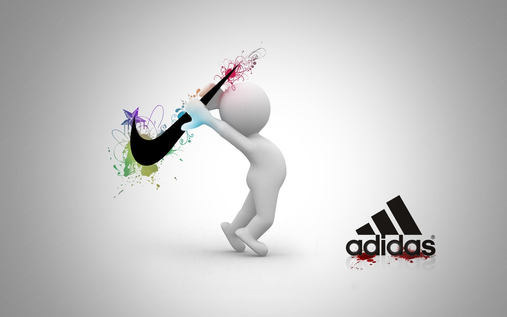 General 1680x1050 Adidas white logo digital art simple background humor Nike blood gradient brand