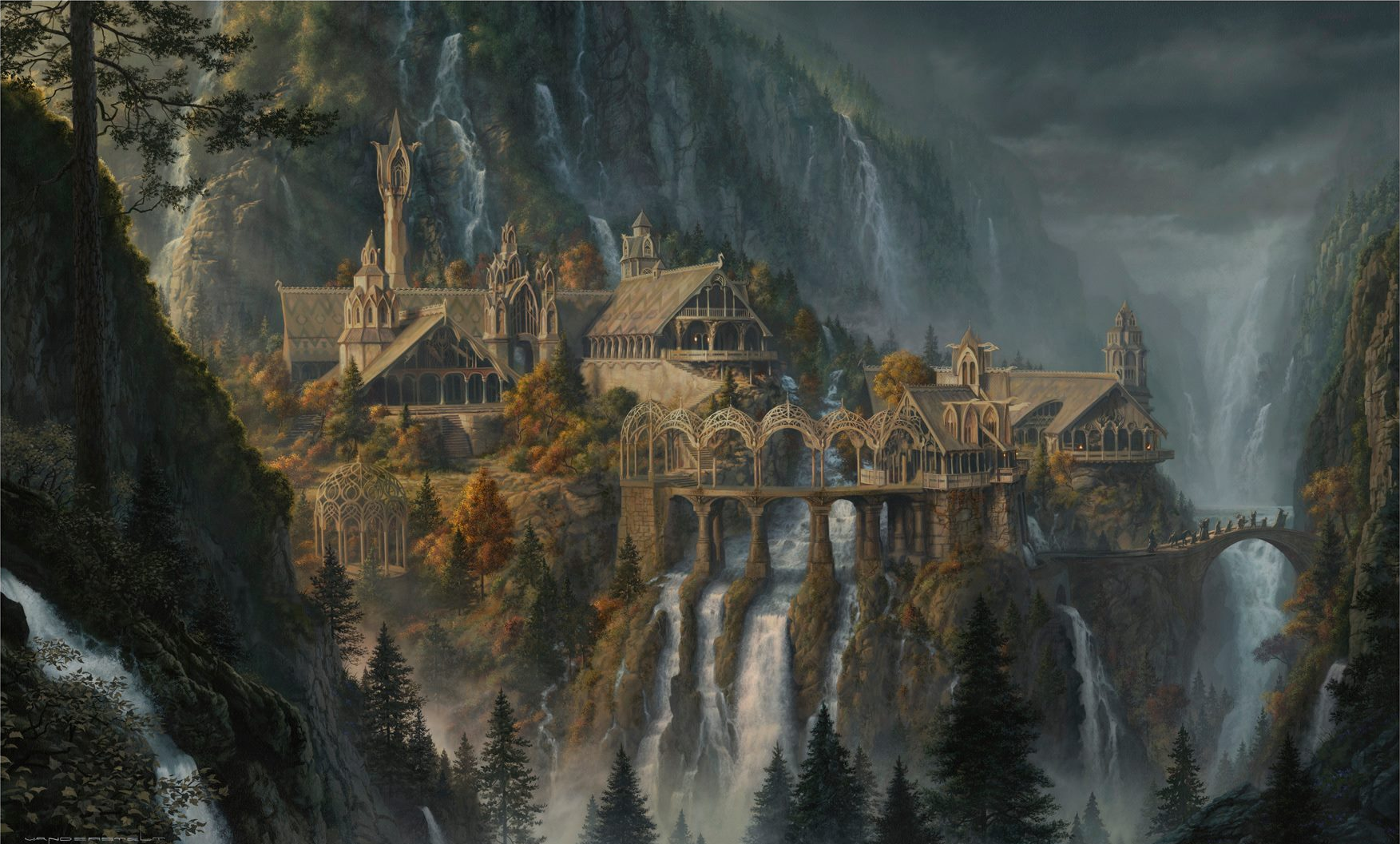 General 1753x1057 The Lord of the Rings waterfall J. R. R. Tolkien Rivendell artwork fantasy art