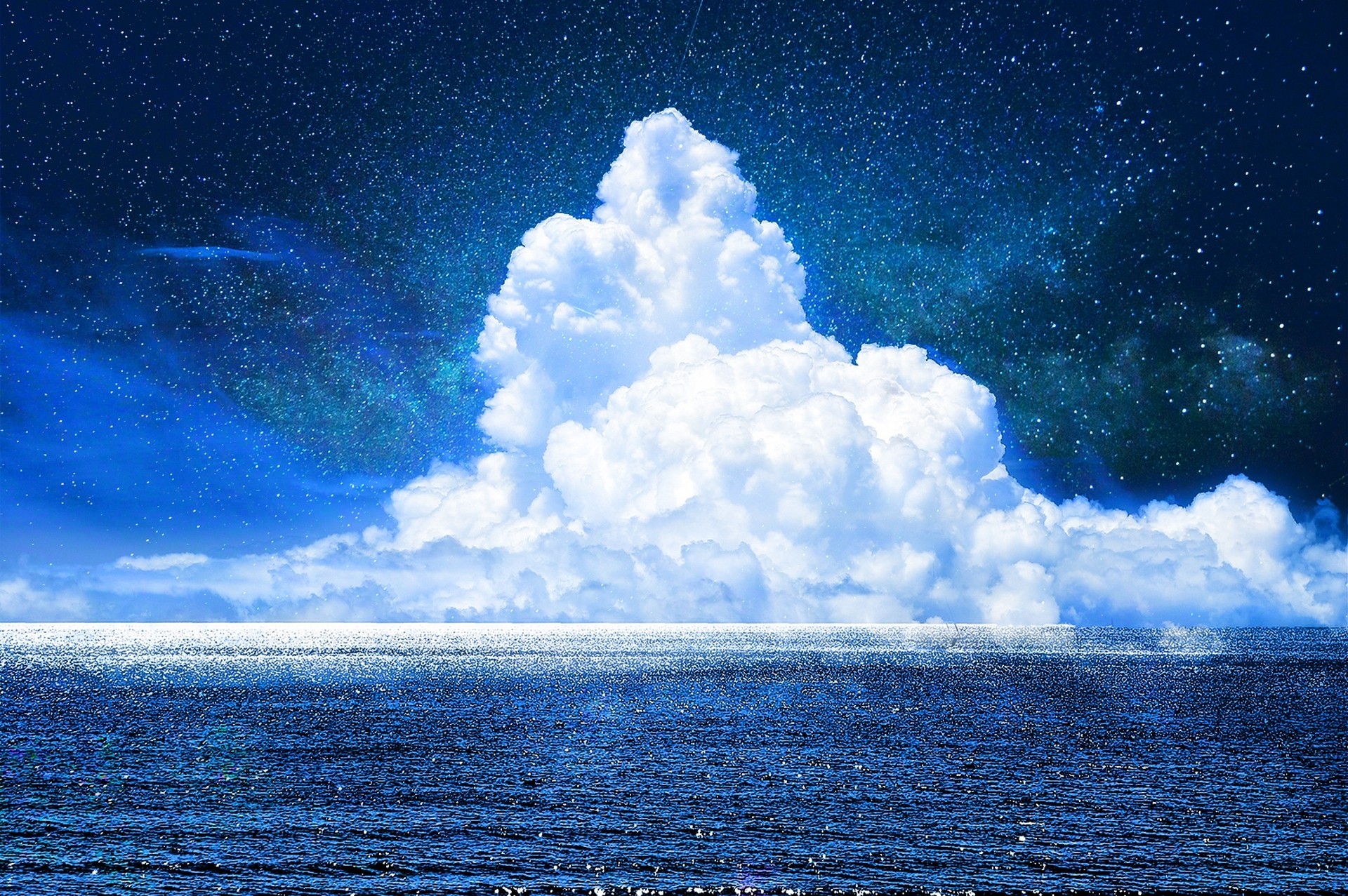 General 1920x1277 clouds sea fantasy art sky horizon stars outdoors nature