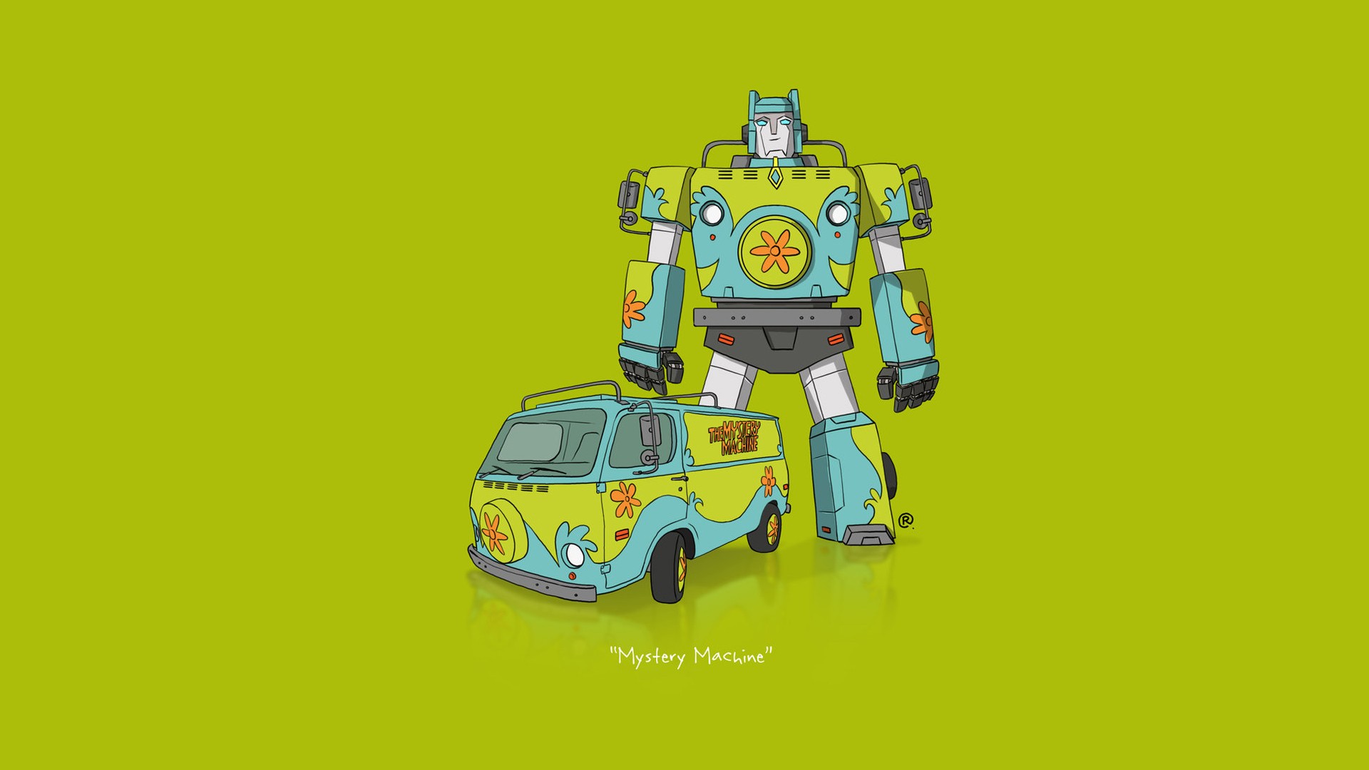 General 1920x1080 car Transformers minimalism Scooby-Doo van green background robot vehicle