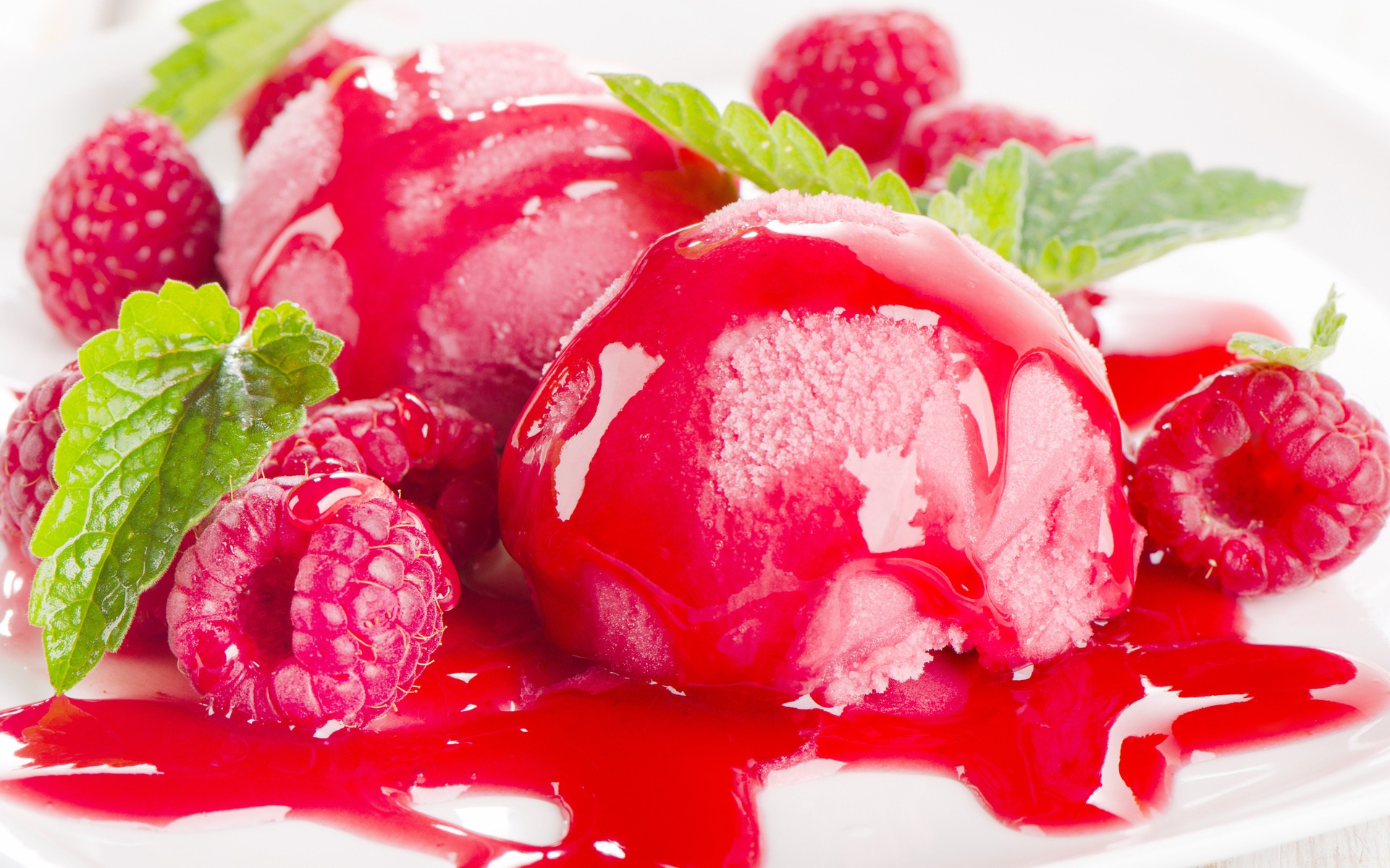 General 1920x1200 food closeup ice cream raspberries fruit sweets