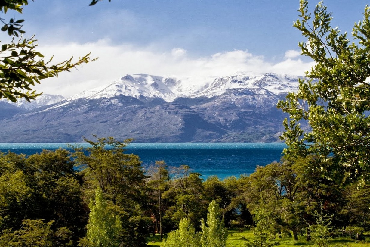 General 1230x820 nature landscape mountains Chile Patagonia lake trees snowy peak grass South America