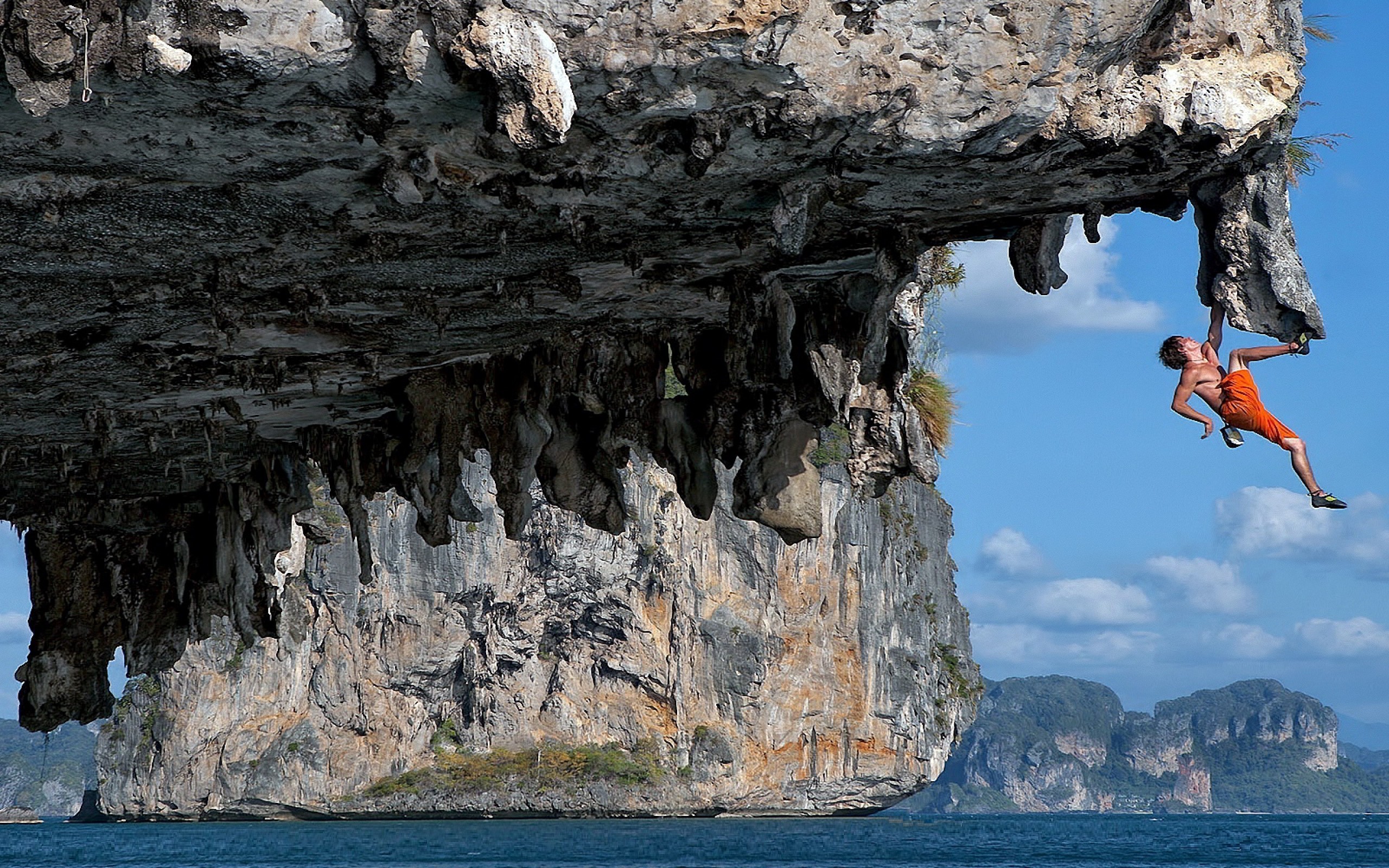 General 2560x1600 cliff climbing rocks men outdoors sport sea rock formation