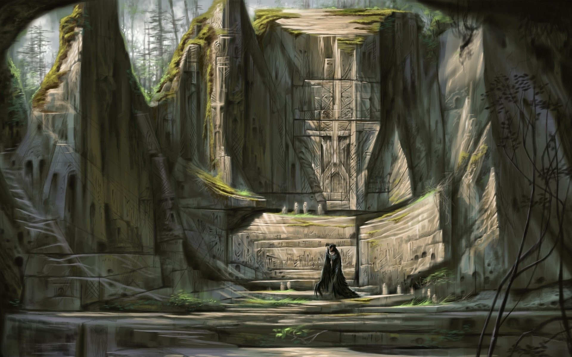 General 1920x1200 The Elder Scrolls V: Skyrim artwork video games shrine RPG video game art fantasy art PC gaming
