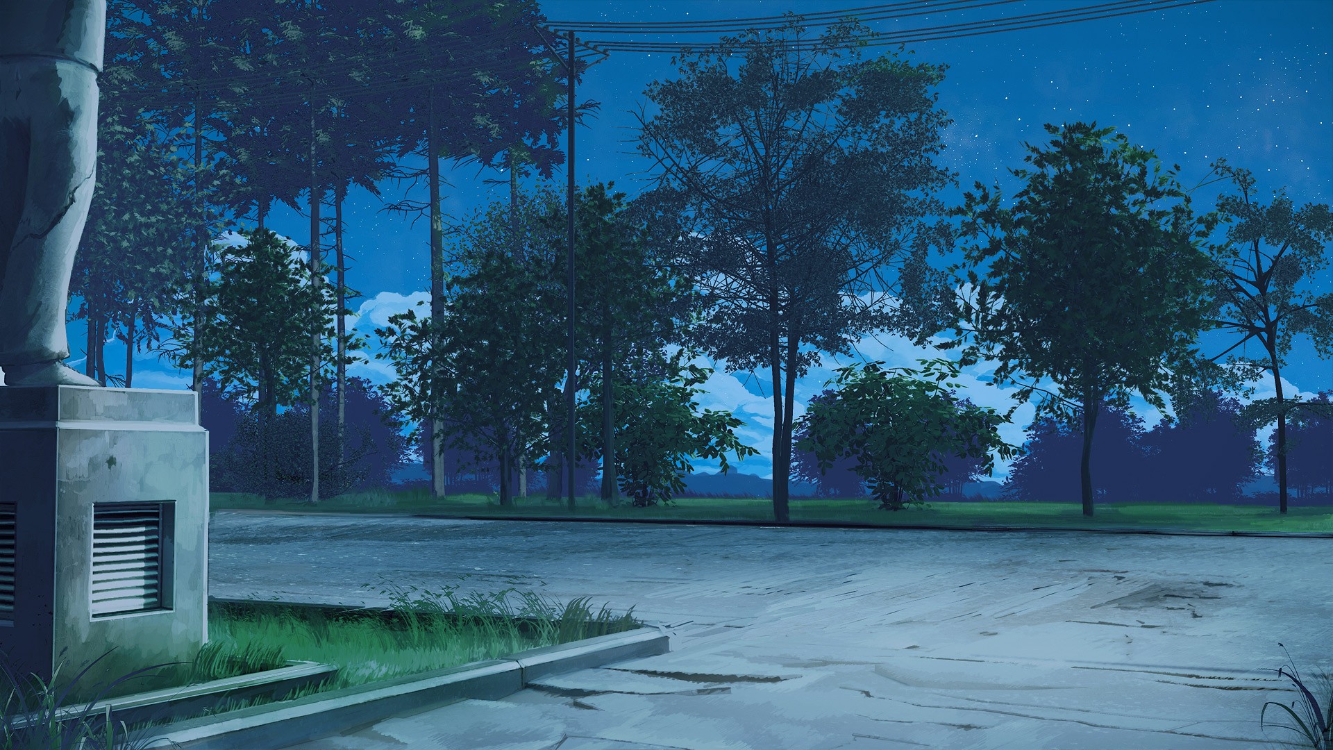 General 1920x1080 ArseniXC Everlasting Summer (visual novel) anime outdoors power lines trees statue