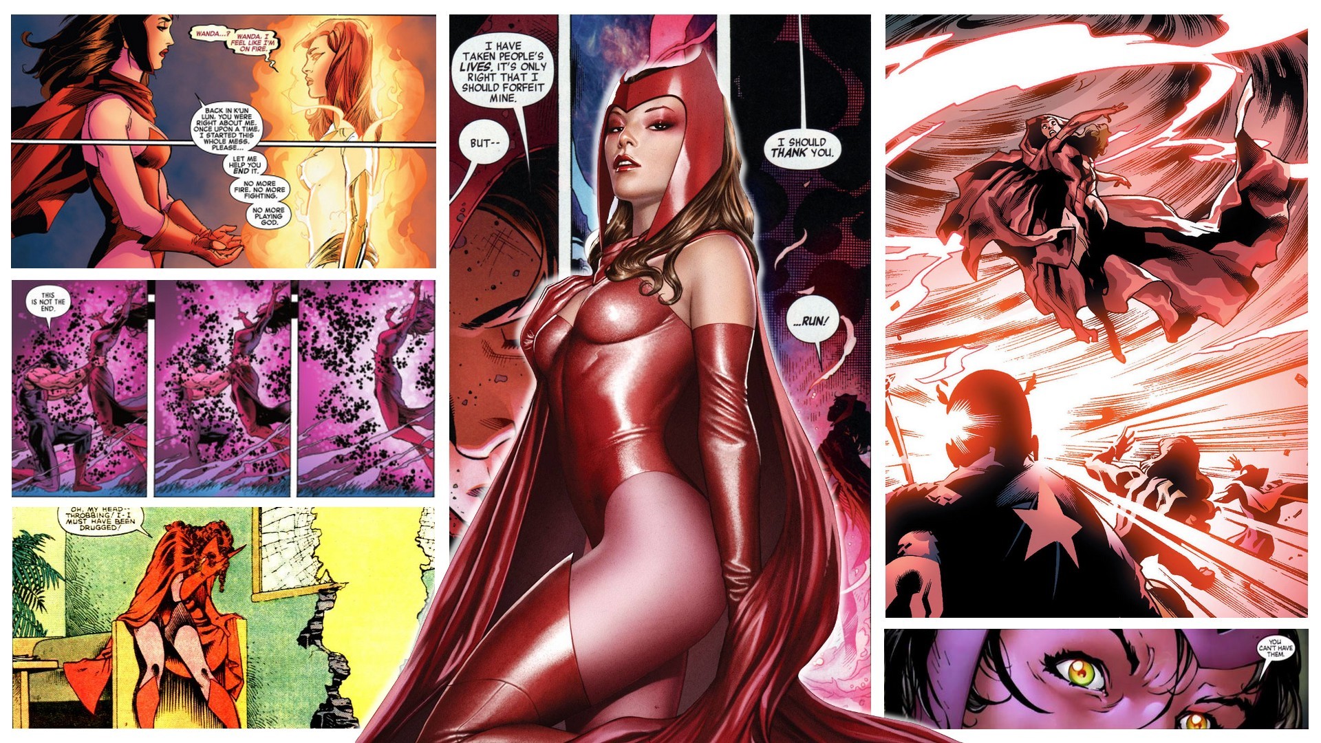 General 1920x1080 Scarlet Witch superheroines Marvel Comics comics panels Vision cape women