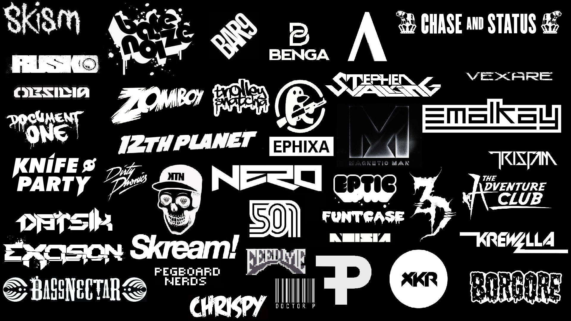 General 1920x1080 EDM musician typography monochrome music artwork logo black background