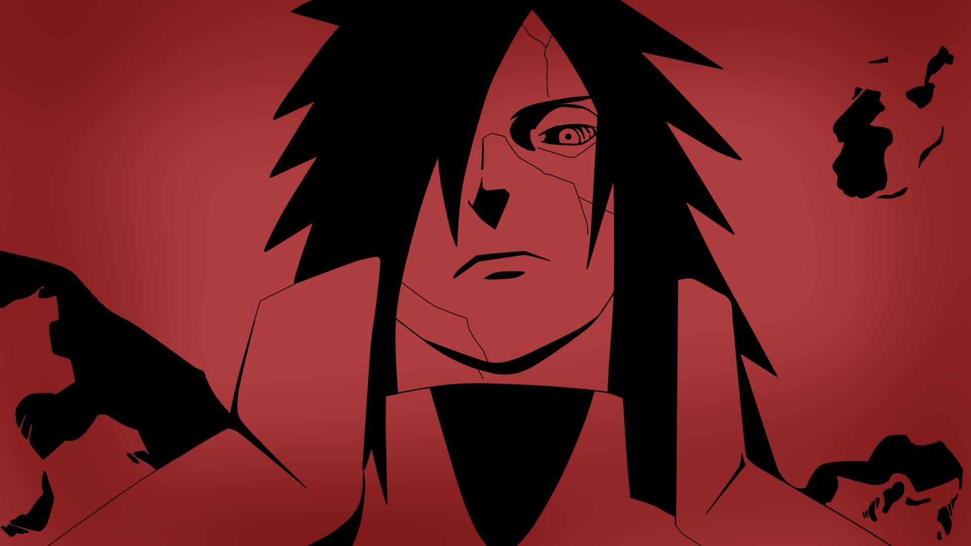 Anime 1920x1080 Naruto Shippuden Uchiha Madara Rinnegan anime red background simple background gradient face anime men