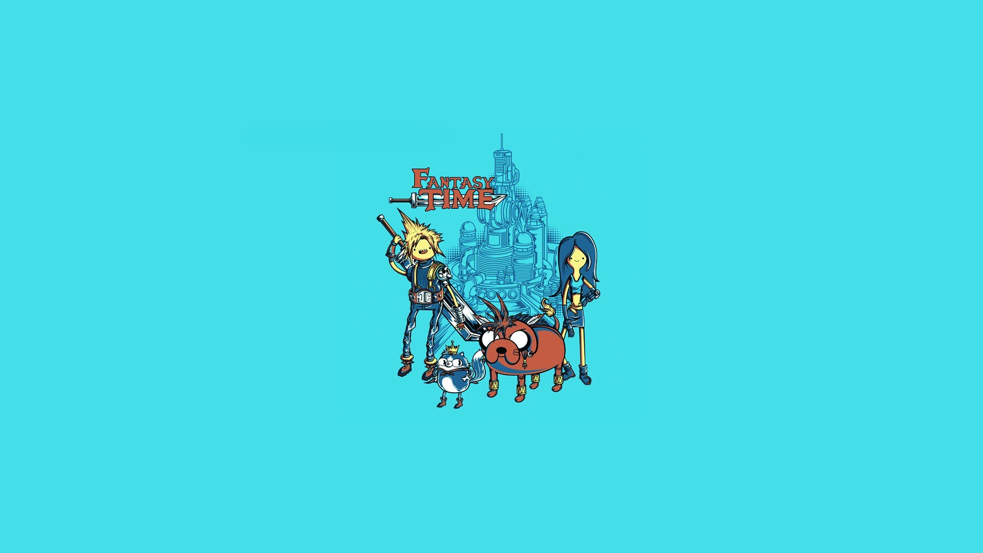 General 1920x1080 simple background crossover cyan cyan background Adventure Time Final Fantasy VII TV series video games