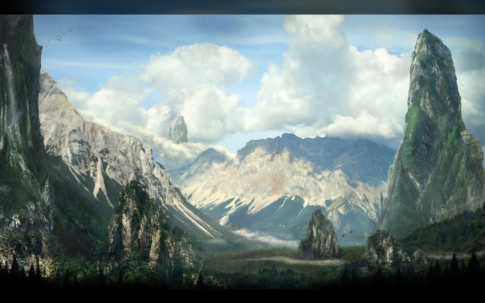 General 1680x1050 nature clouds mountains forest landscape