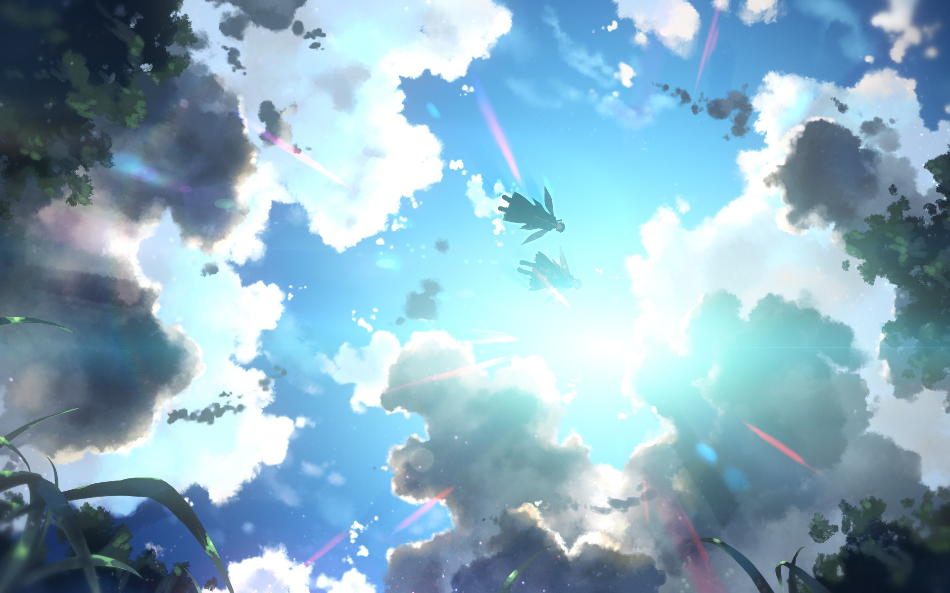 Anime 1920x1200 anime sky clouds worm's eye view