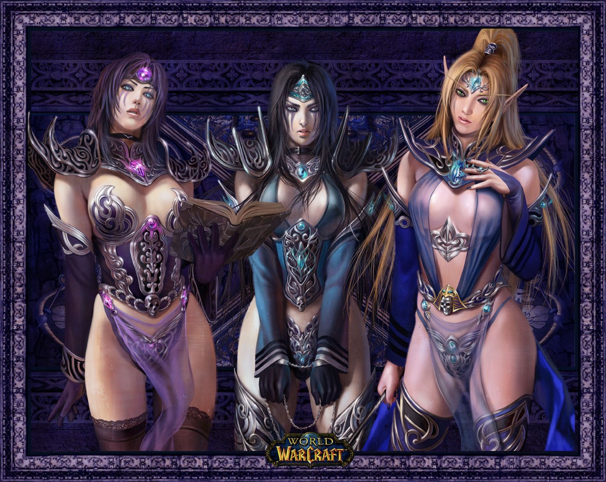 General 1181x939 elves World of Warcraft boobs purple hair dark hair video game characters