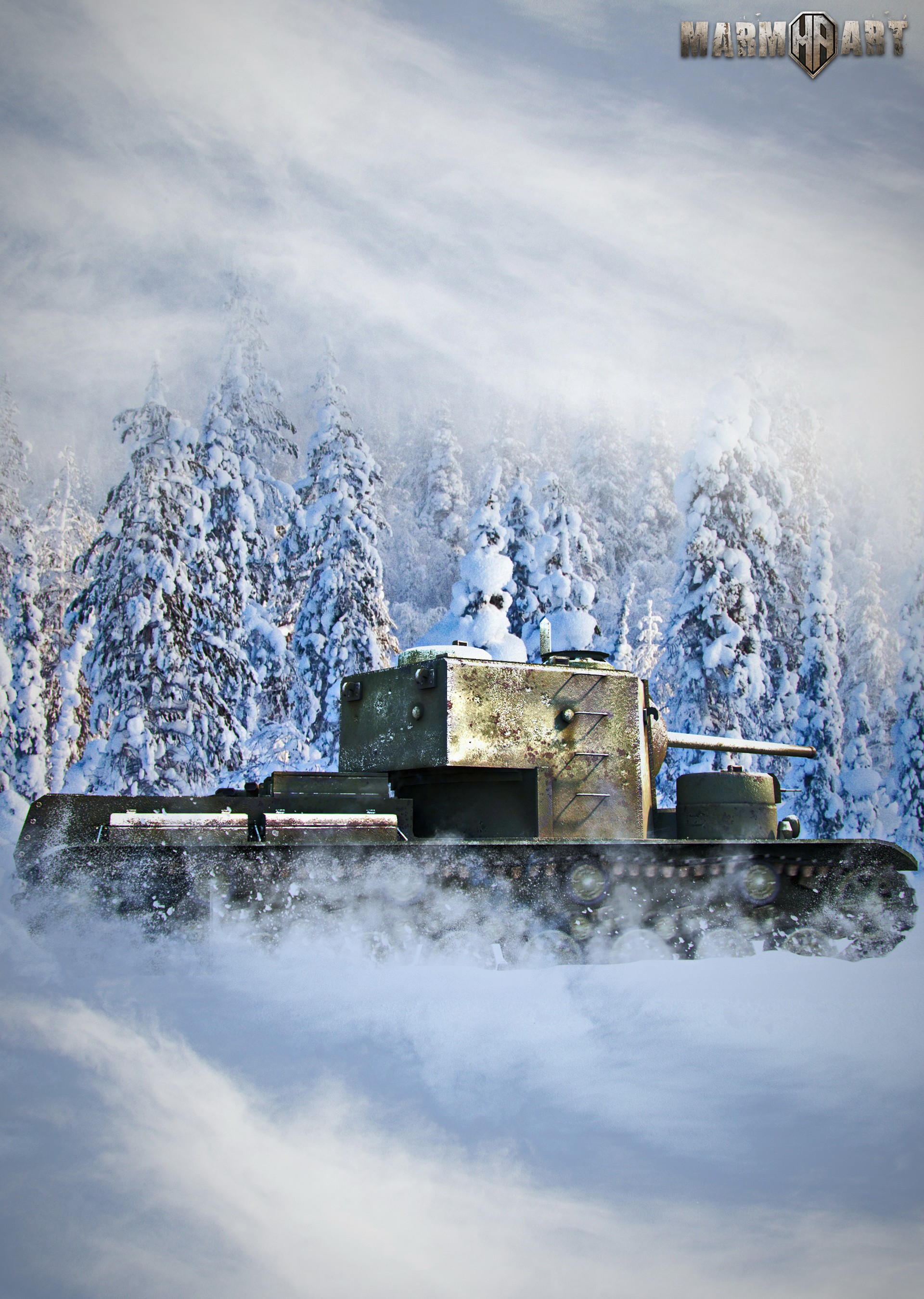 General 1920x2700 World of Tanks tank wargaming video games KV-5 Russian/Soviet tanks portrait display trees snow covered snow military vehicle military nature side view winter video game art