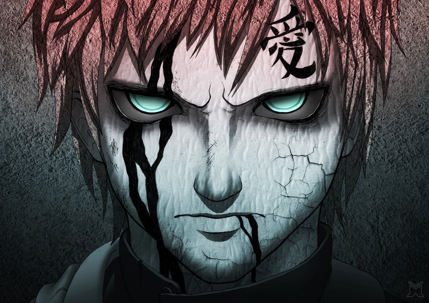 Anime 1500x1061 anime Gaara Naruto Shippuden anime boys face angry green eyes