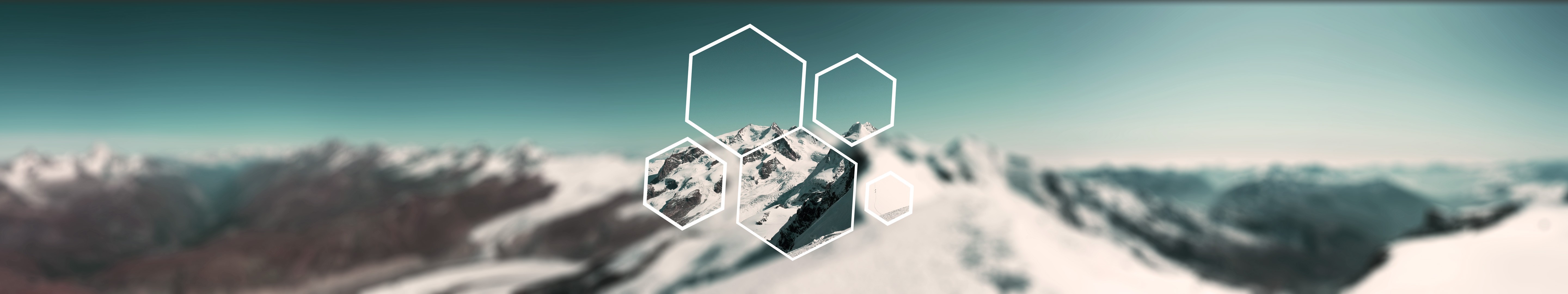 General 5760x1080 triple screen mountains snow polyscape digital art nature geometric figures hexagon