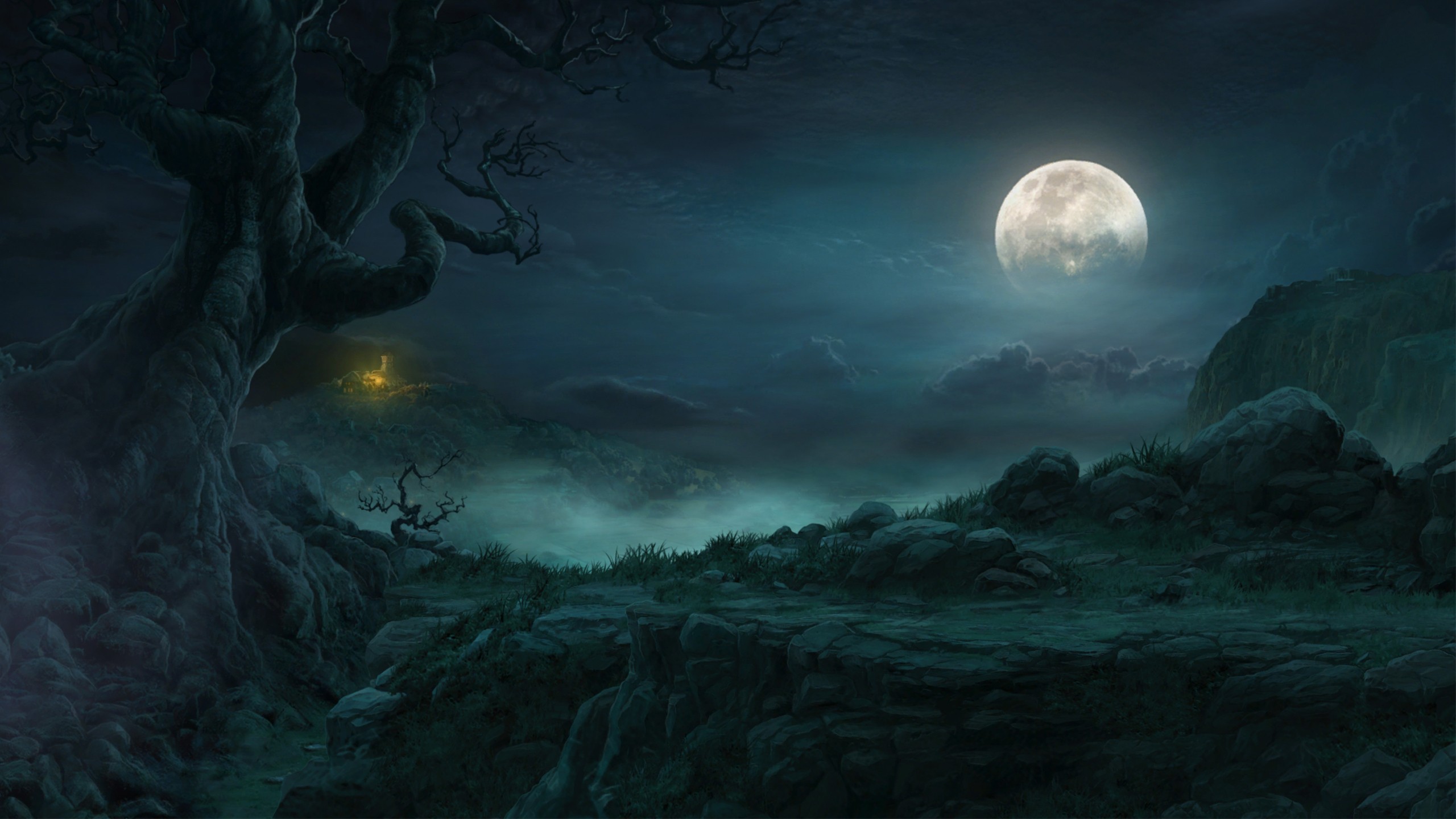 General 2560x1440 Diablo III moonlight video games digital art fantasy art video game art Moon PC gaming Blizzard Entertainment full moon