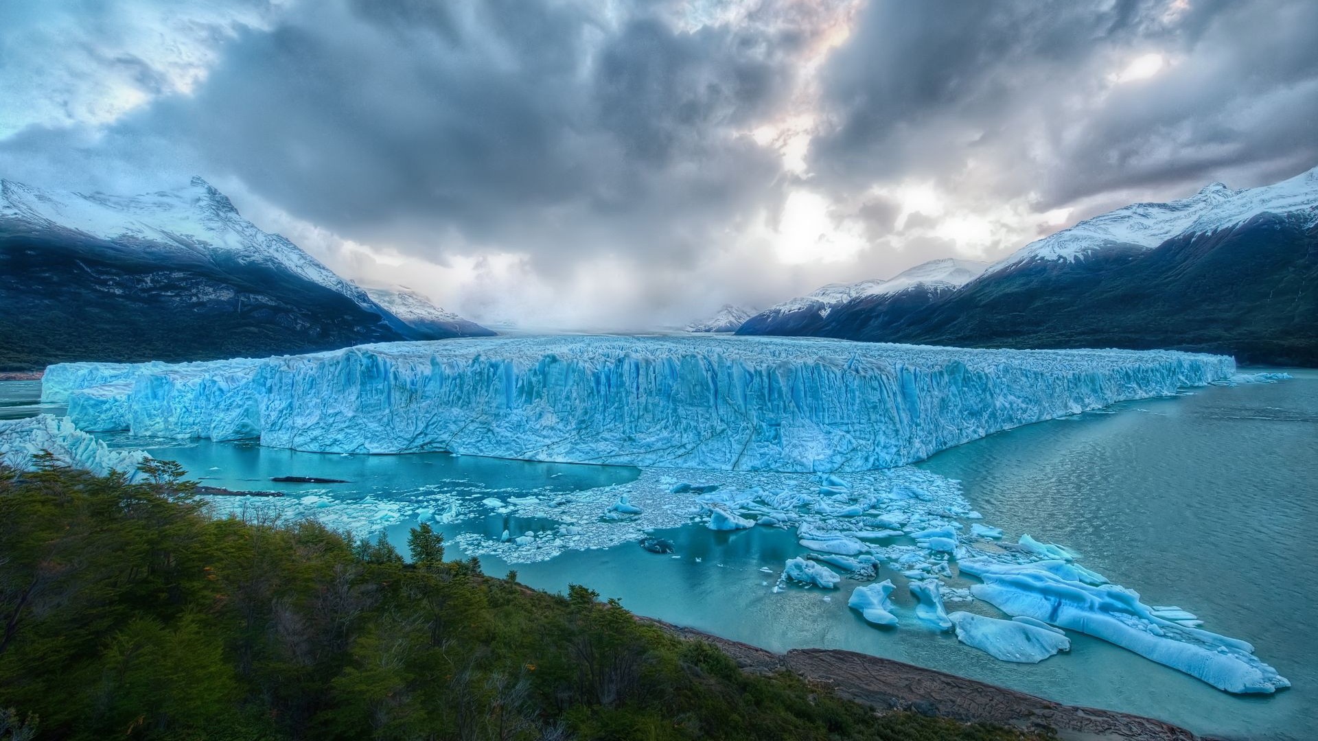 General 1920x1080 nature HDR landscape glacier mountains trees ice sky clouds Patagonia Perito Moreno Glacier