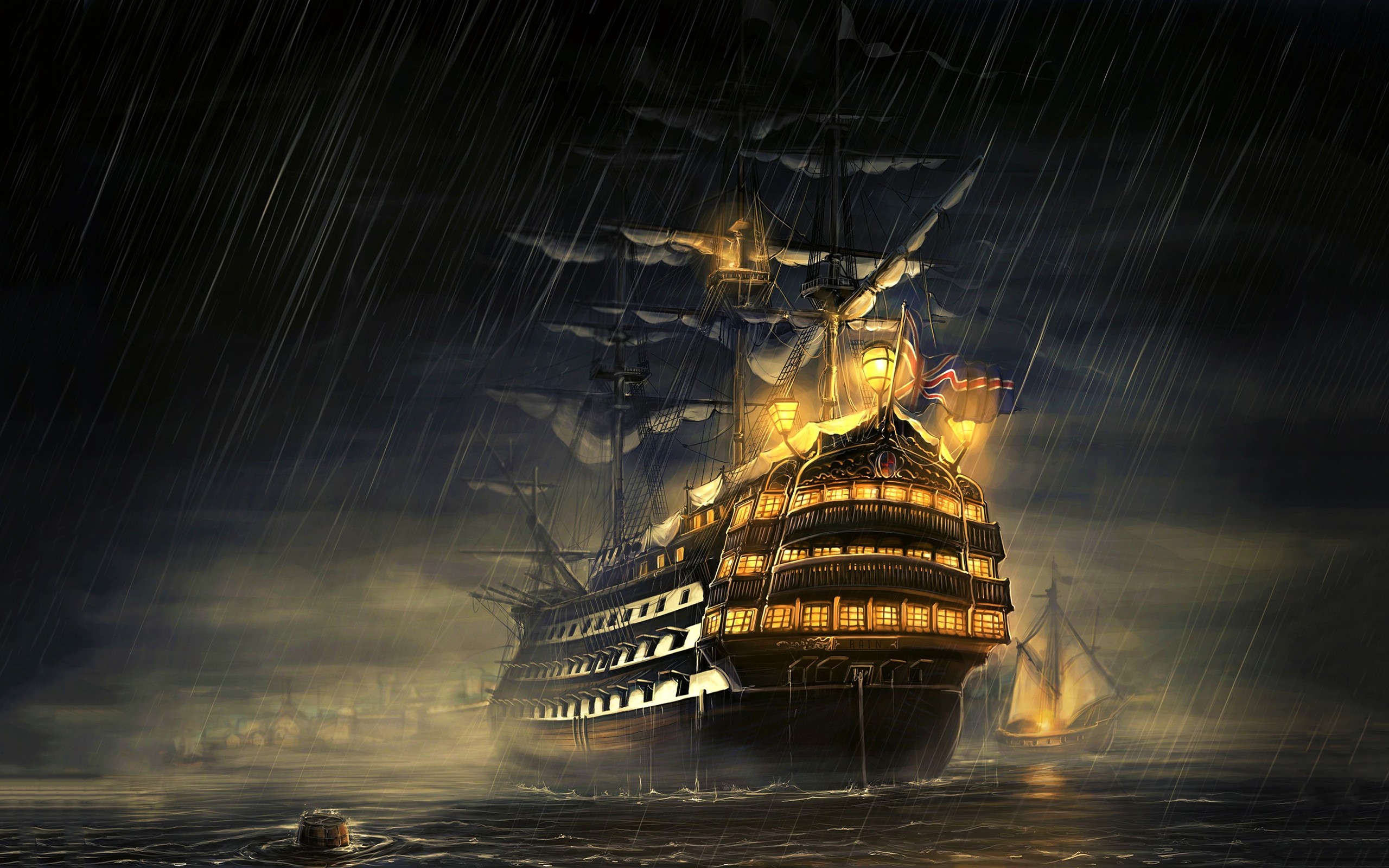 General 2560x1600 ship navy Royal Navy sailing ship rain water artwork Man-of-war rigging (ship) vehicle old ship