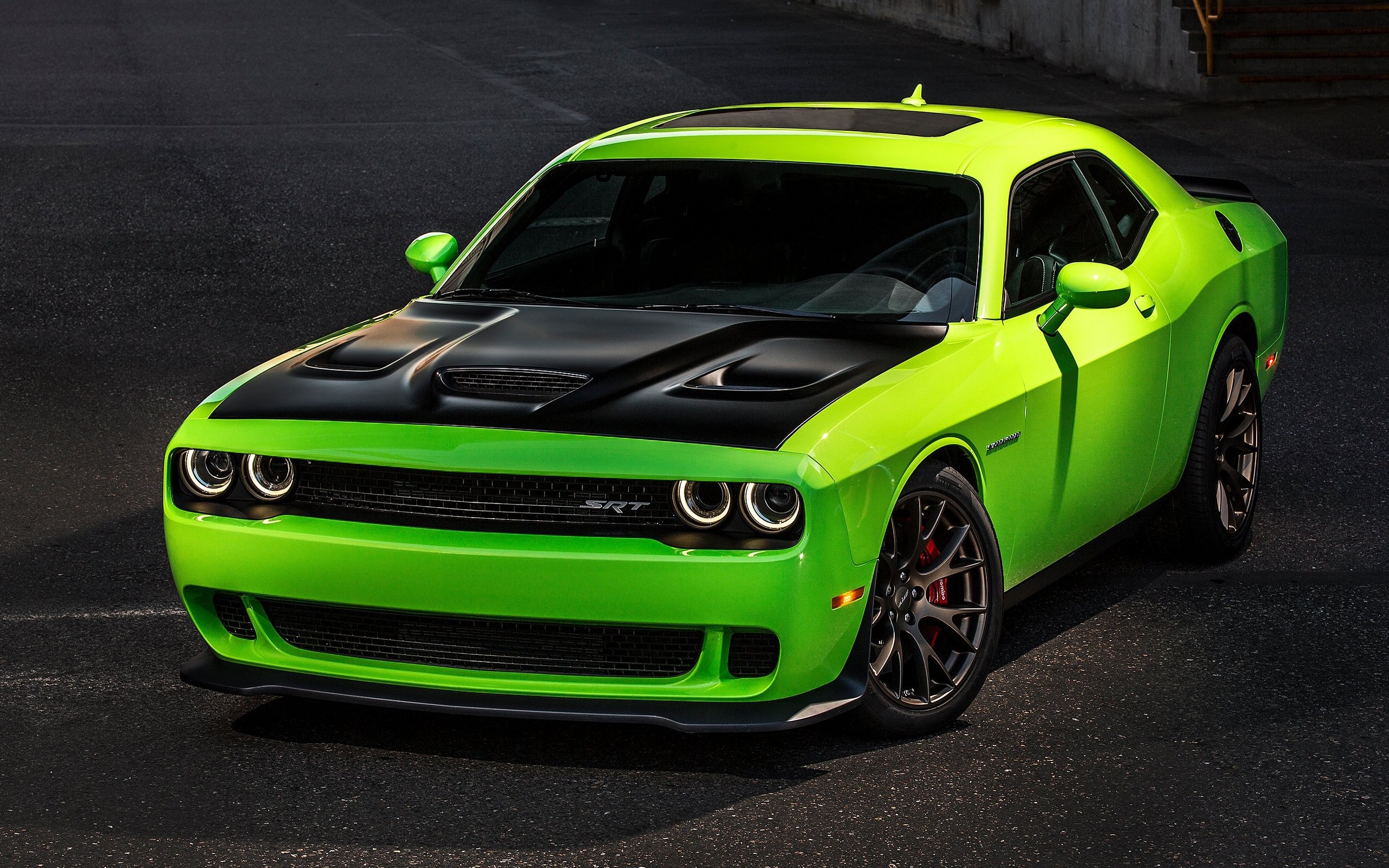 General 2560x1600 car vehicle green cars Dodge Dodge Challenger muscle cars American cars Stellantis