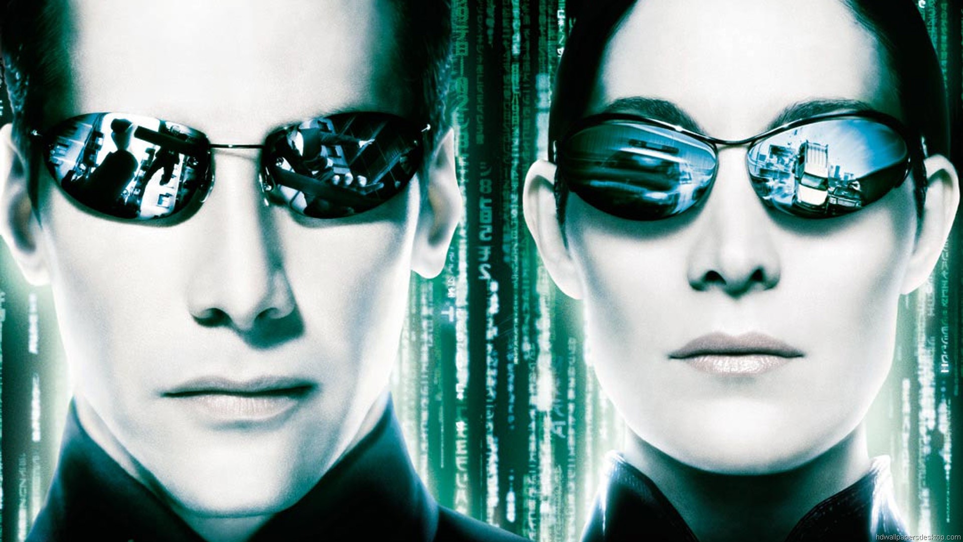 General 1920x1080 The Matrix movies The Matrix Reloaded Neo Keanu Reeves Carrie-Anne Moss Trinity green pale