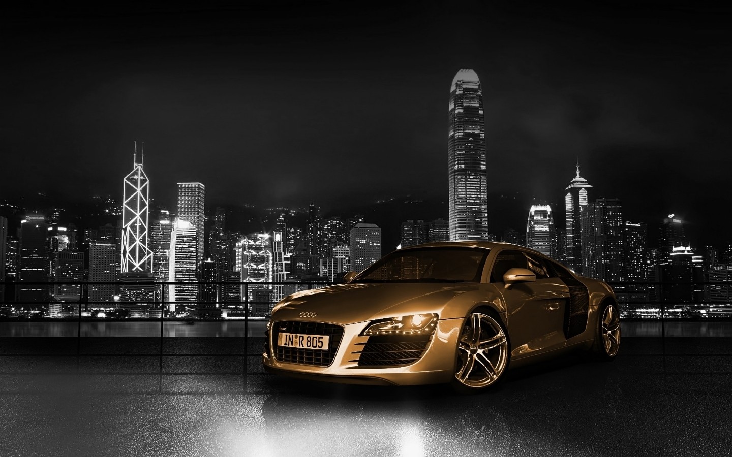 General 1440x900 Audi selective coloring cityscape vehicle numbers car Audi R8 German cars Volkswagen Group