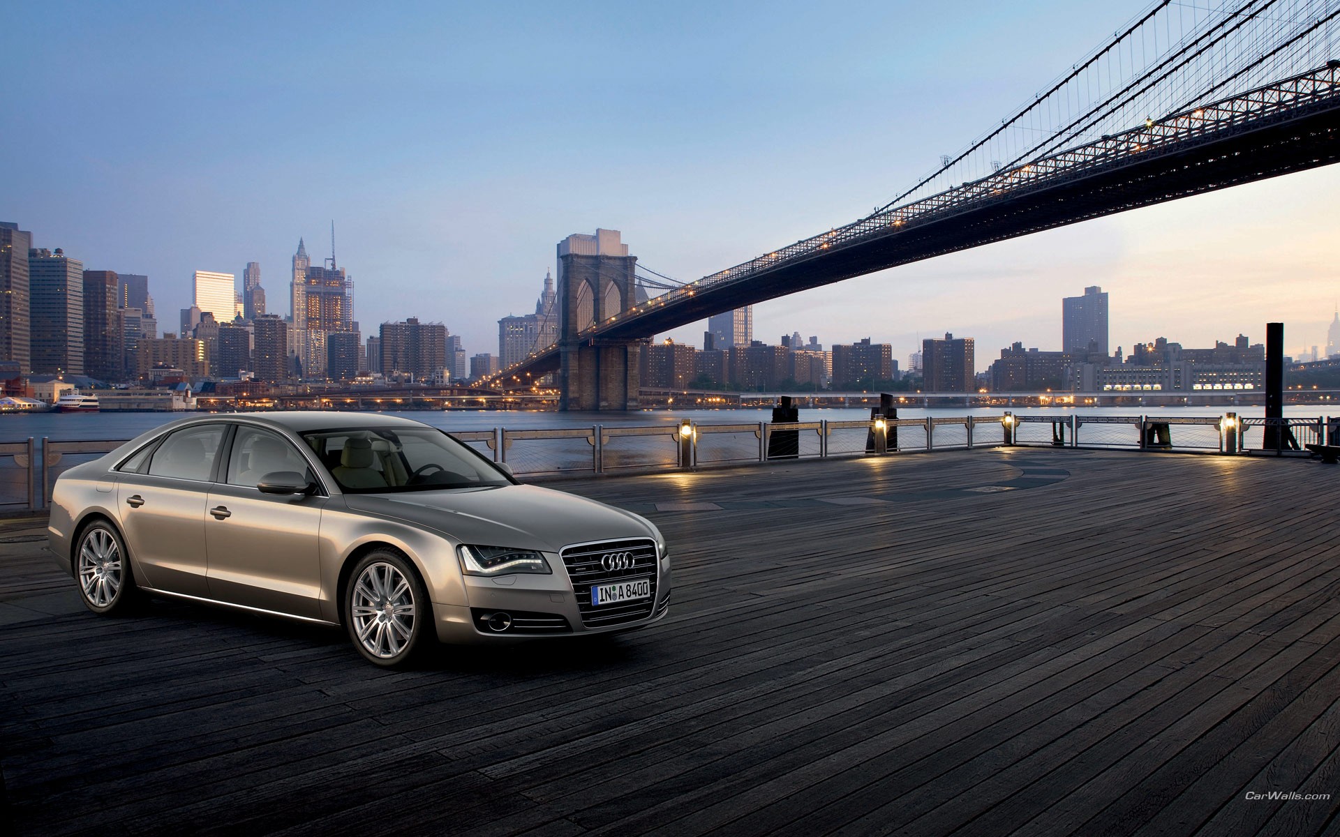 General 1920x1200 car silver cars numbers vehicle Brooklyn Bridge New York City cityscape Audi watermarked USA