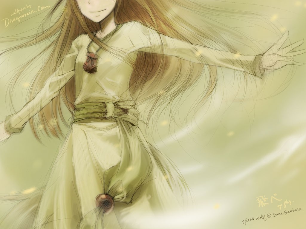Anime 1024x768 anime Spice and Wolf Holo (Spice and Wolf) anime girls long hair brunette