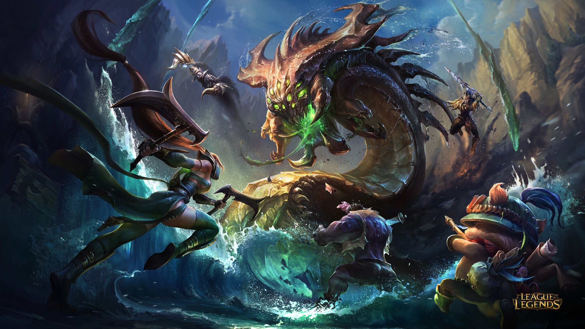 General 1920x1080 League of Legends Teemo Baron Nashor video games fantasy art video game art video game characters moba Akali (League of Legends) Nocturne Jarvan IV (League of Legends) Dr. Mundo (League of Legends) PC gaming creature battle