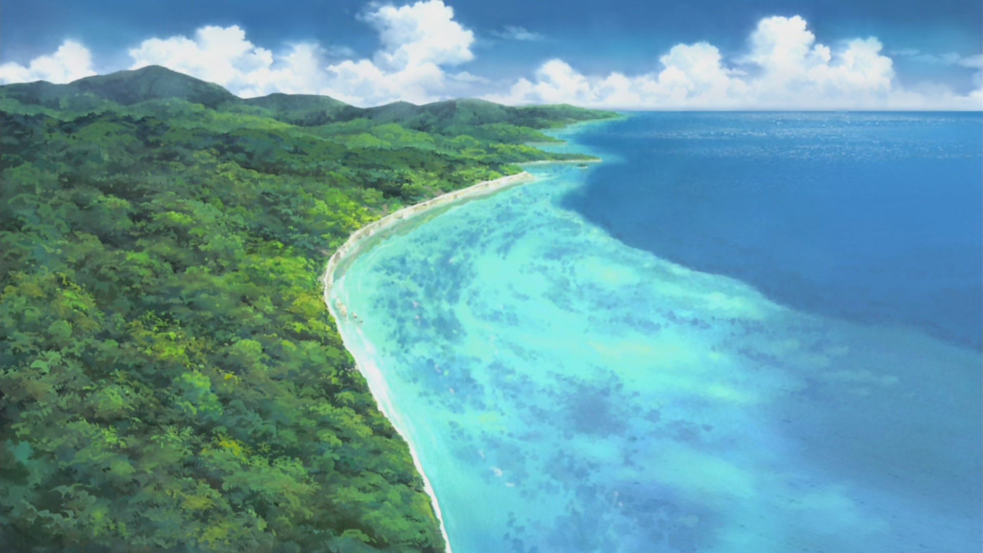 Anime 1920x1080 anime landscape beach artwork shore
