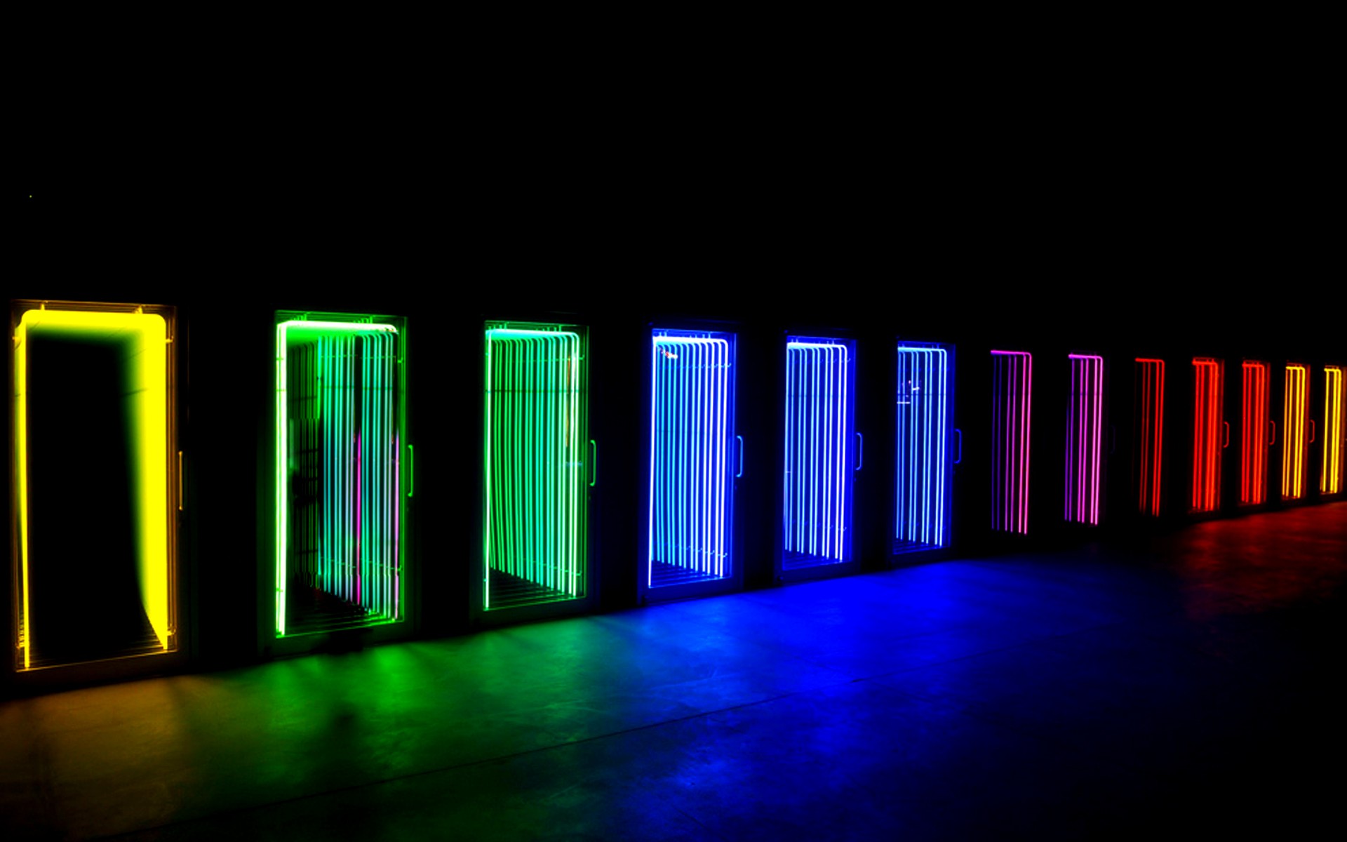 General 1920x1200 neon lights door colorful rainbows spectrum blue low light