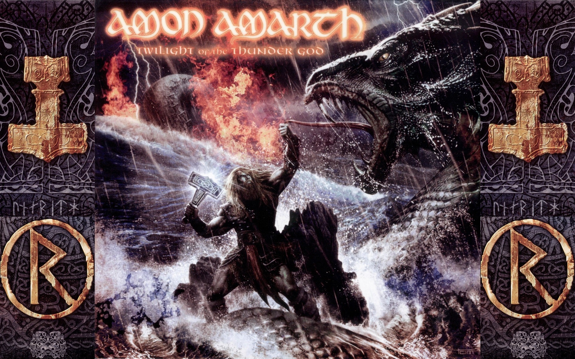 General 1920x1200 music metal music Amon Amarth Vikings heavy metal fire dragon Thor hammer band