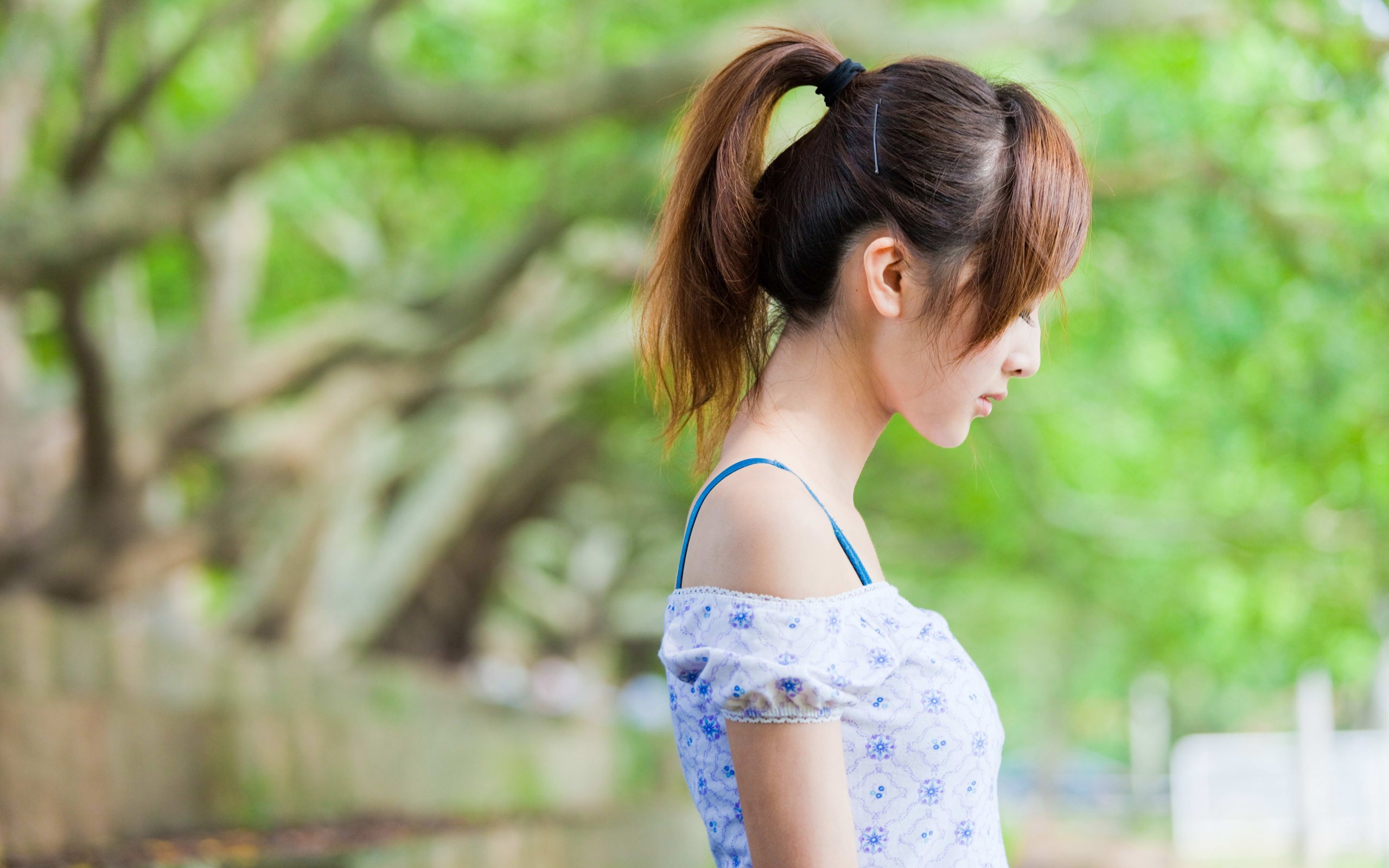 People 2560x1600 Asian ponytail face profile Mikako Zhang Kaijie women brunette outdoors women outdoors Taiwanese women