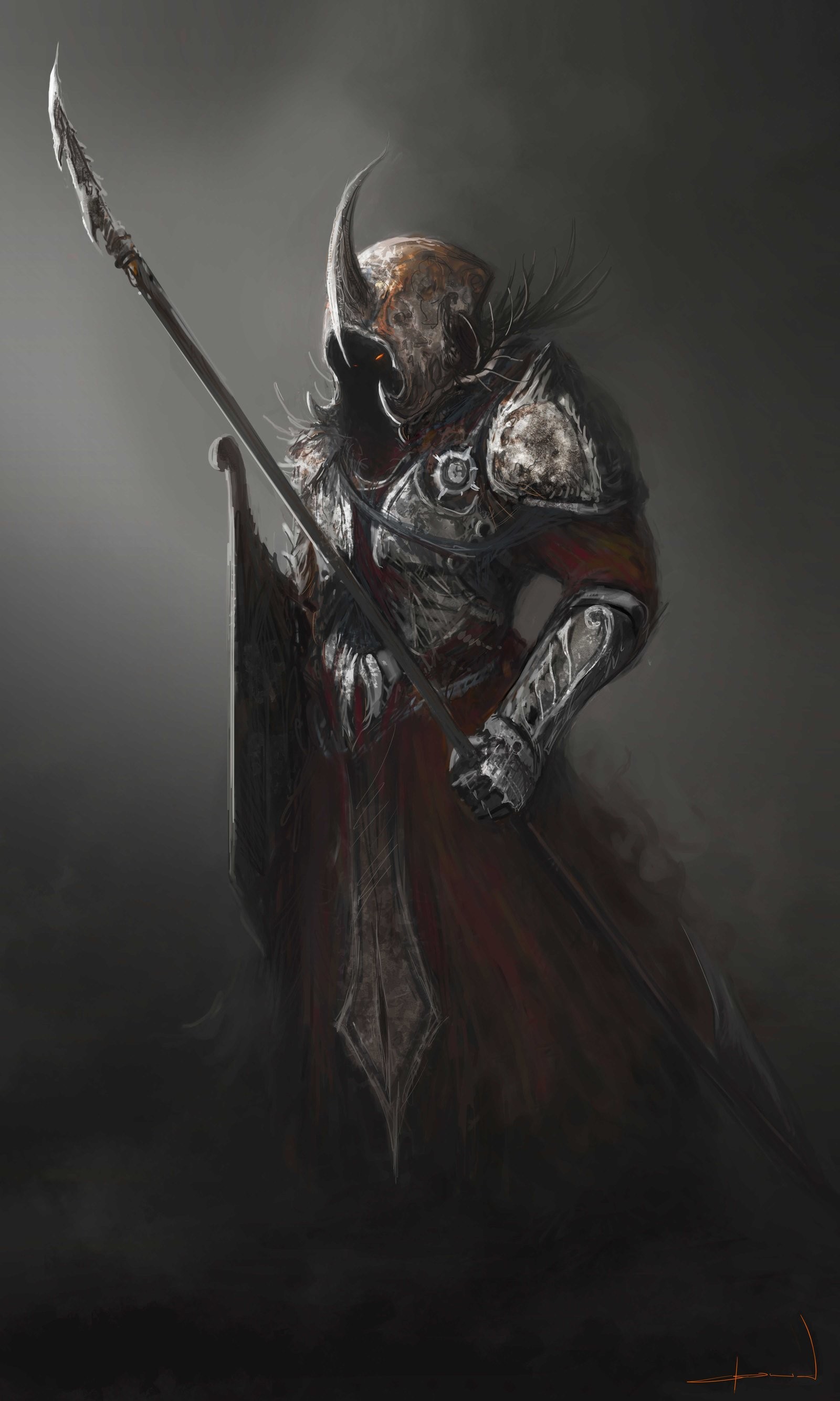General 1600x2667 warrior drawing fantasy art armor artwork spear weapon fantasy armor