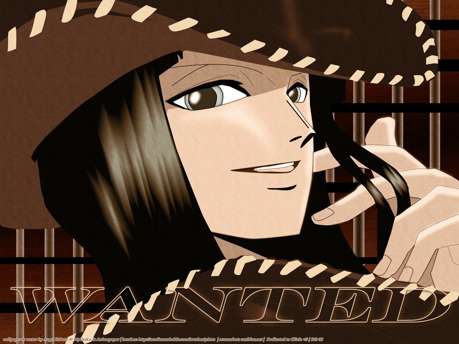 Anime 1600x1200 One Piece Nico Robin anime girls women hat women with hats black hair face closeup 2008 (Year)