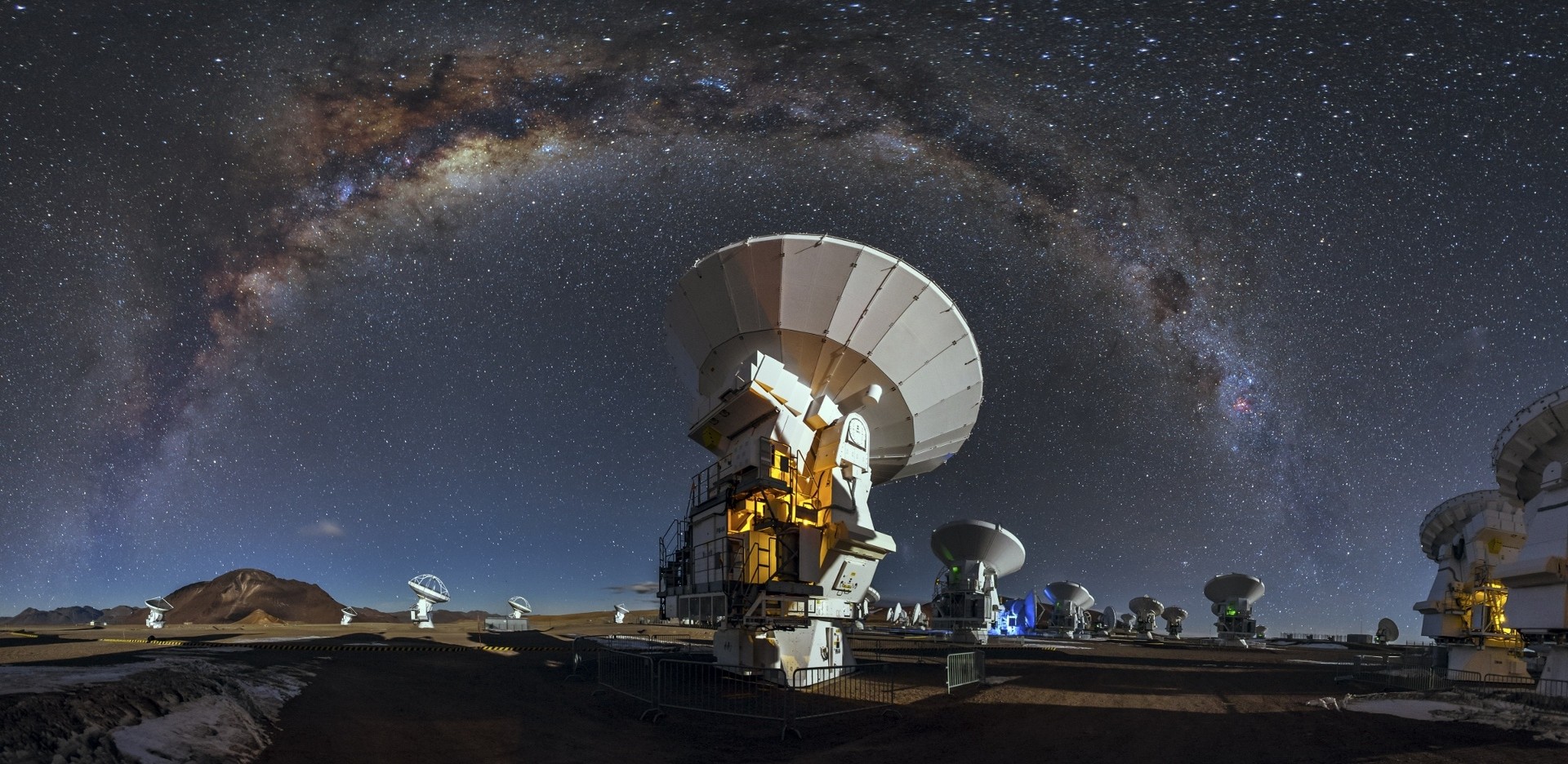 General 1920x936 landscape ALMA Observatory Atacama Desert Milky Way long exposure universe starry night space sky stars technology South America Chile