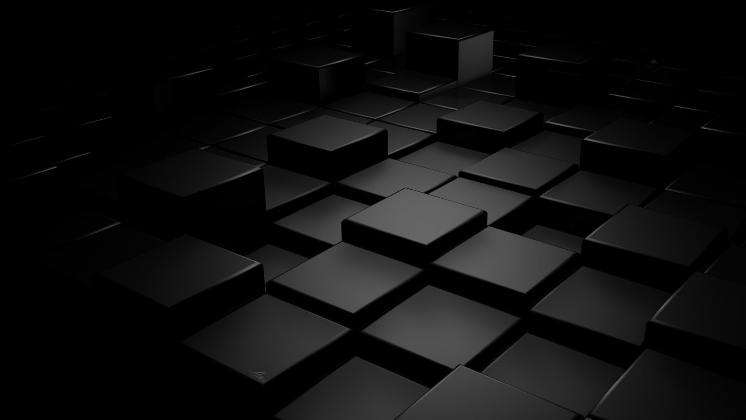 General 2560x1440 digital art dark tiles cube abstract CGI