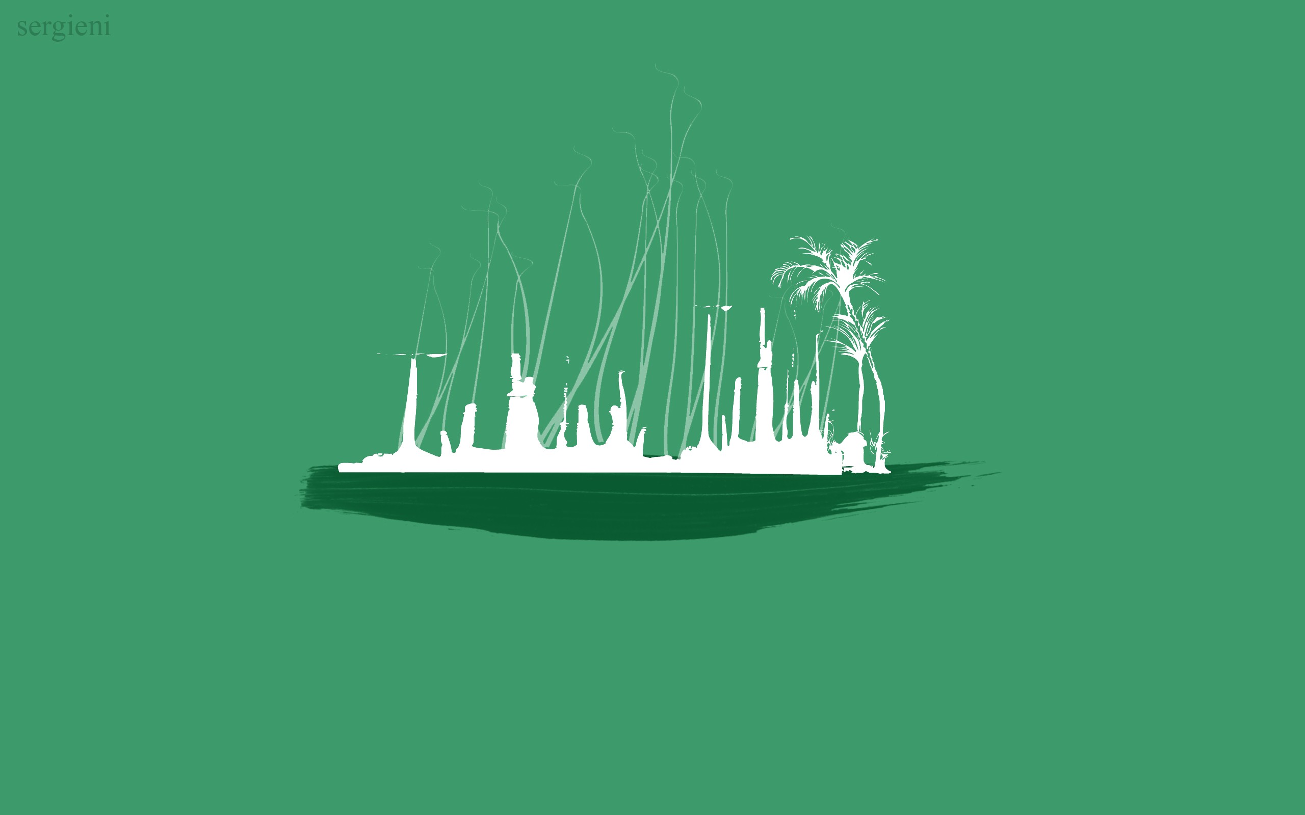 General 2560x1600 artwork green background simple background palm trees green minimalism
