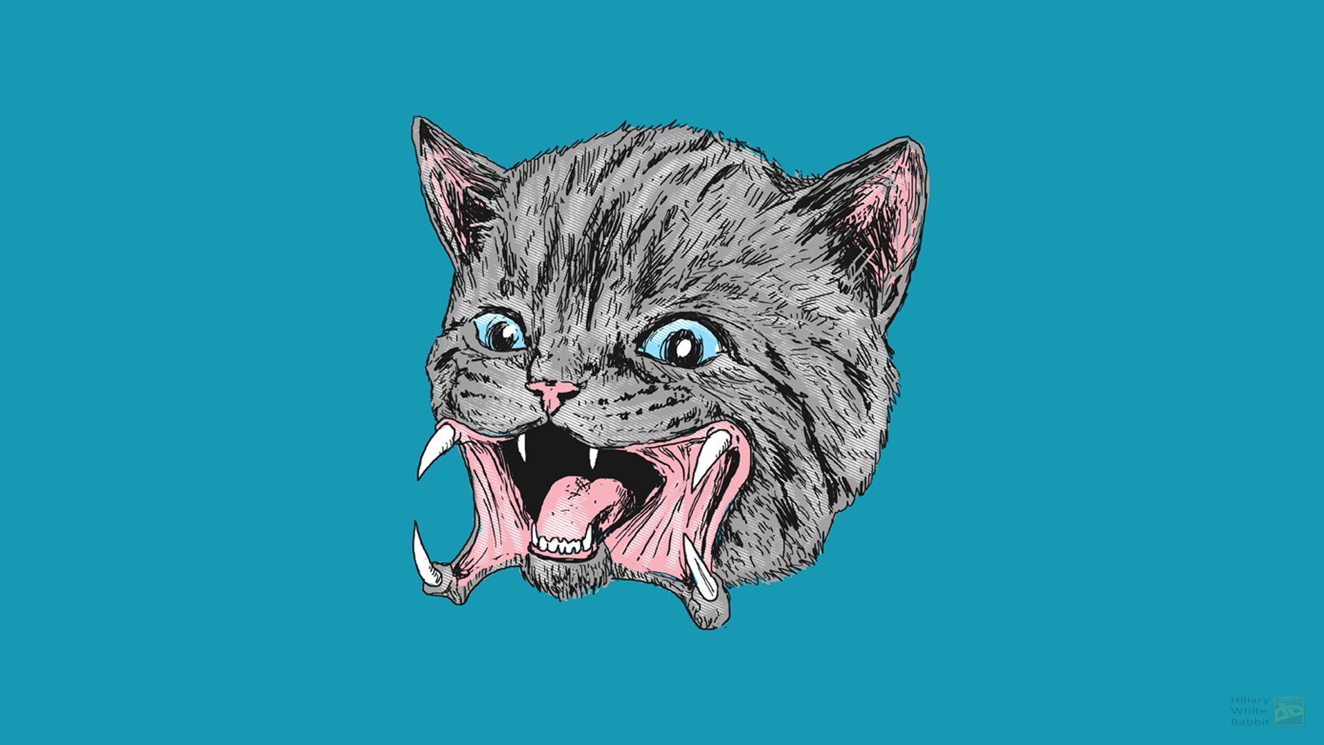 General 1920x1080 kittens science fiction creature DeviantArt blue background simple background horror predator (creature)