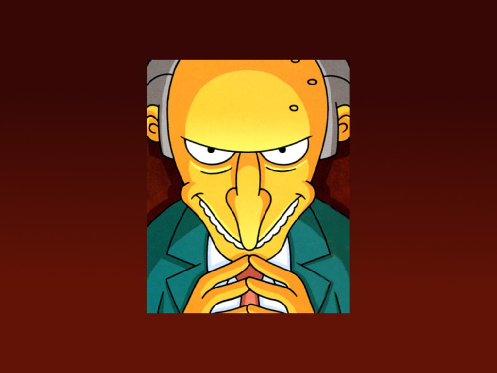 General 1024x768 Montgomery Burns The Simpsons evil cartoon red background red