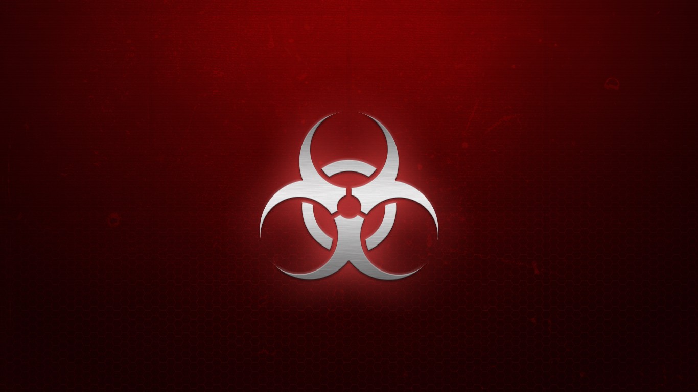 General 1366x768 biohazard logo red background simple background