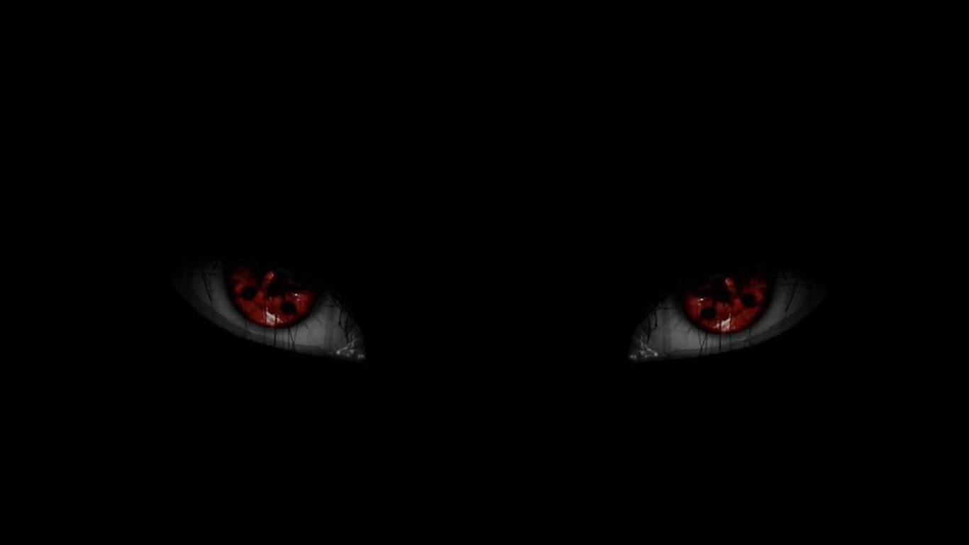Anime 1366x768 anime Sharingan red eyes Naruto Shippuden black background dark minimalism eyes